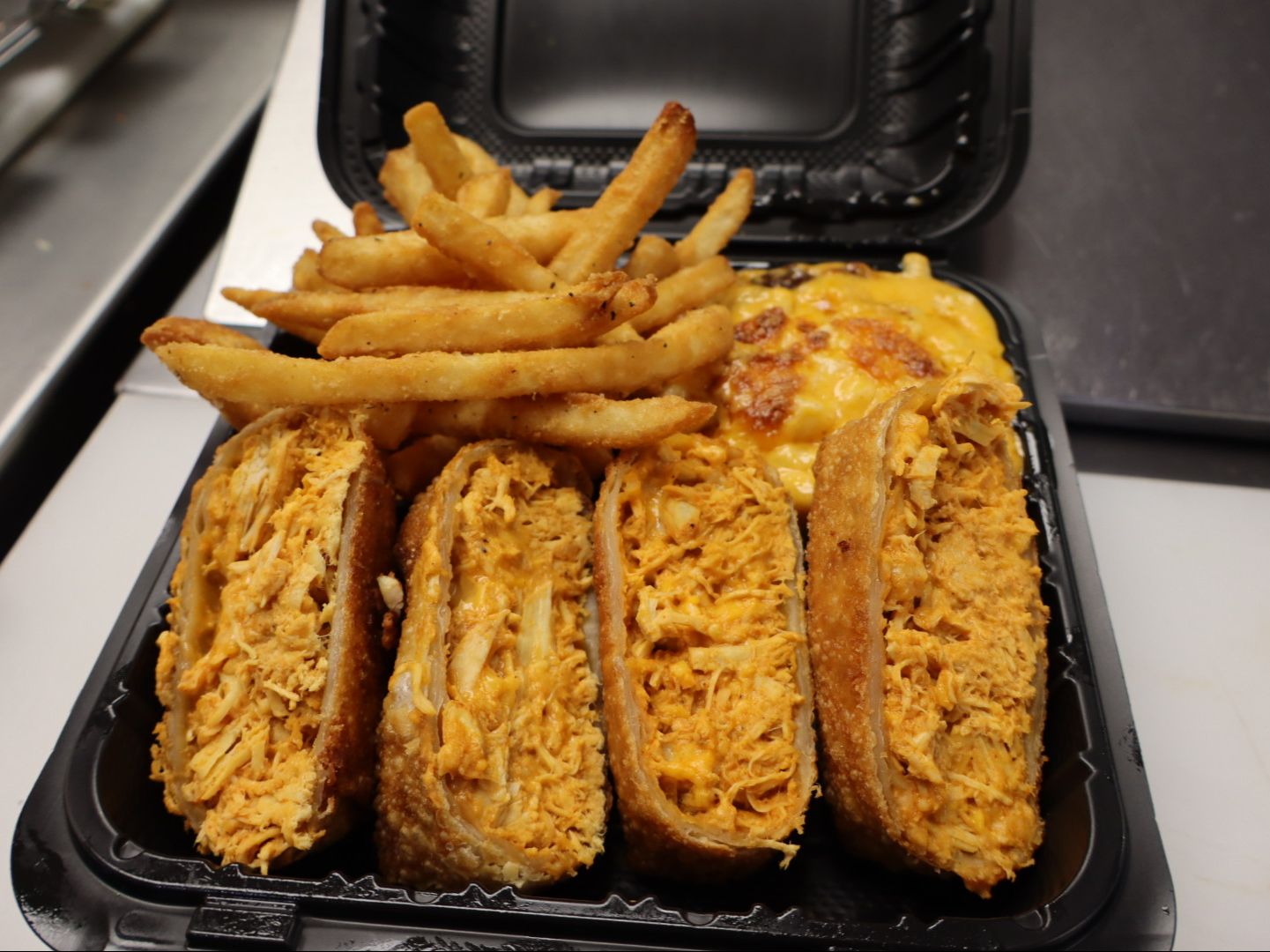Buffalo chicken egg rolls - two sides