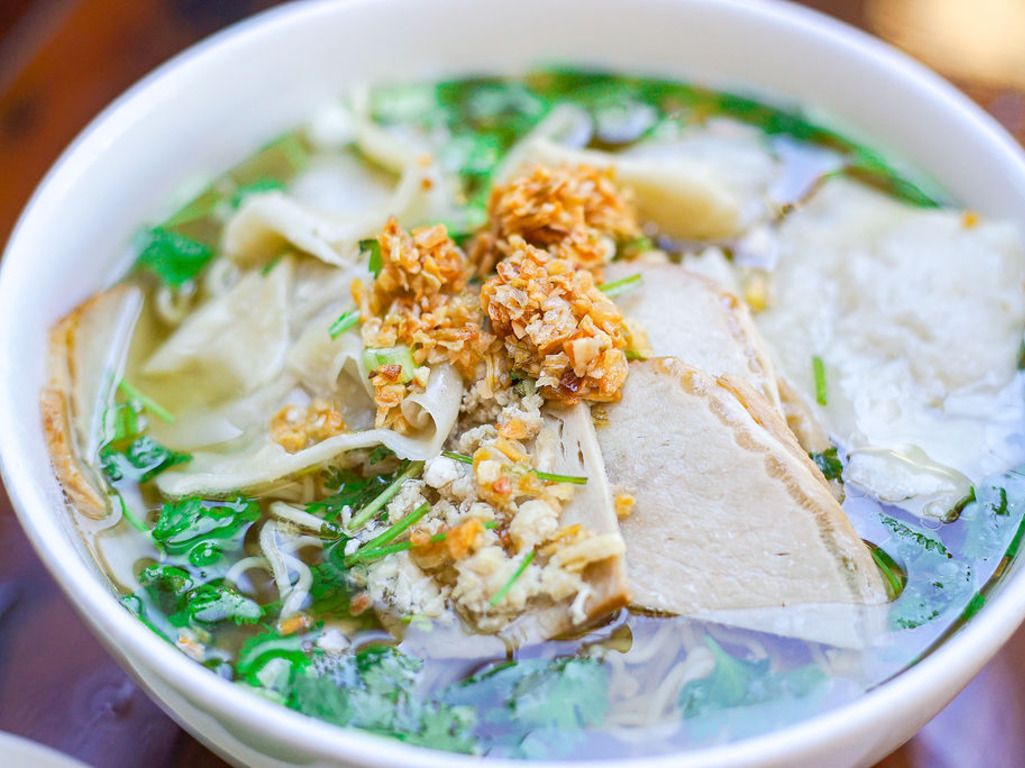 Wonton Soup with Egg Noodles.