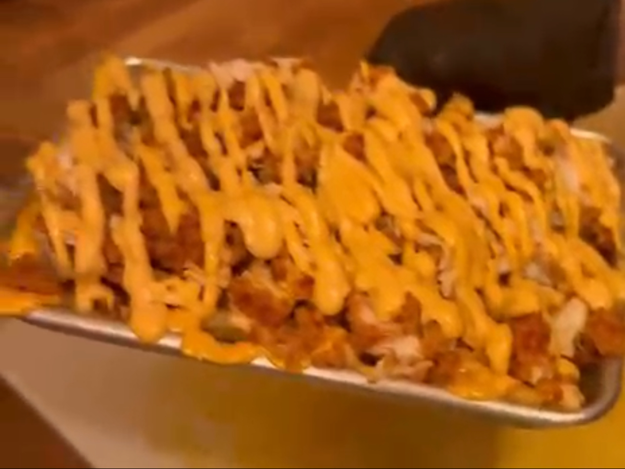 Flamin Loaded Mac and Fries w/2 Tenders.