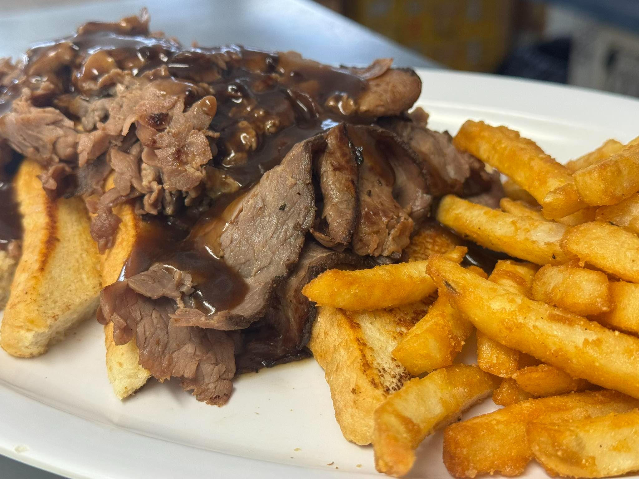 Open-Faced Hot Roast Beef.
