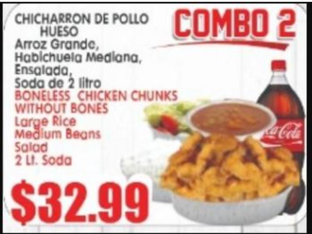 Combo 2  Sin Hueso / Boneless Chicken Chunk.