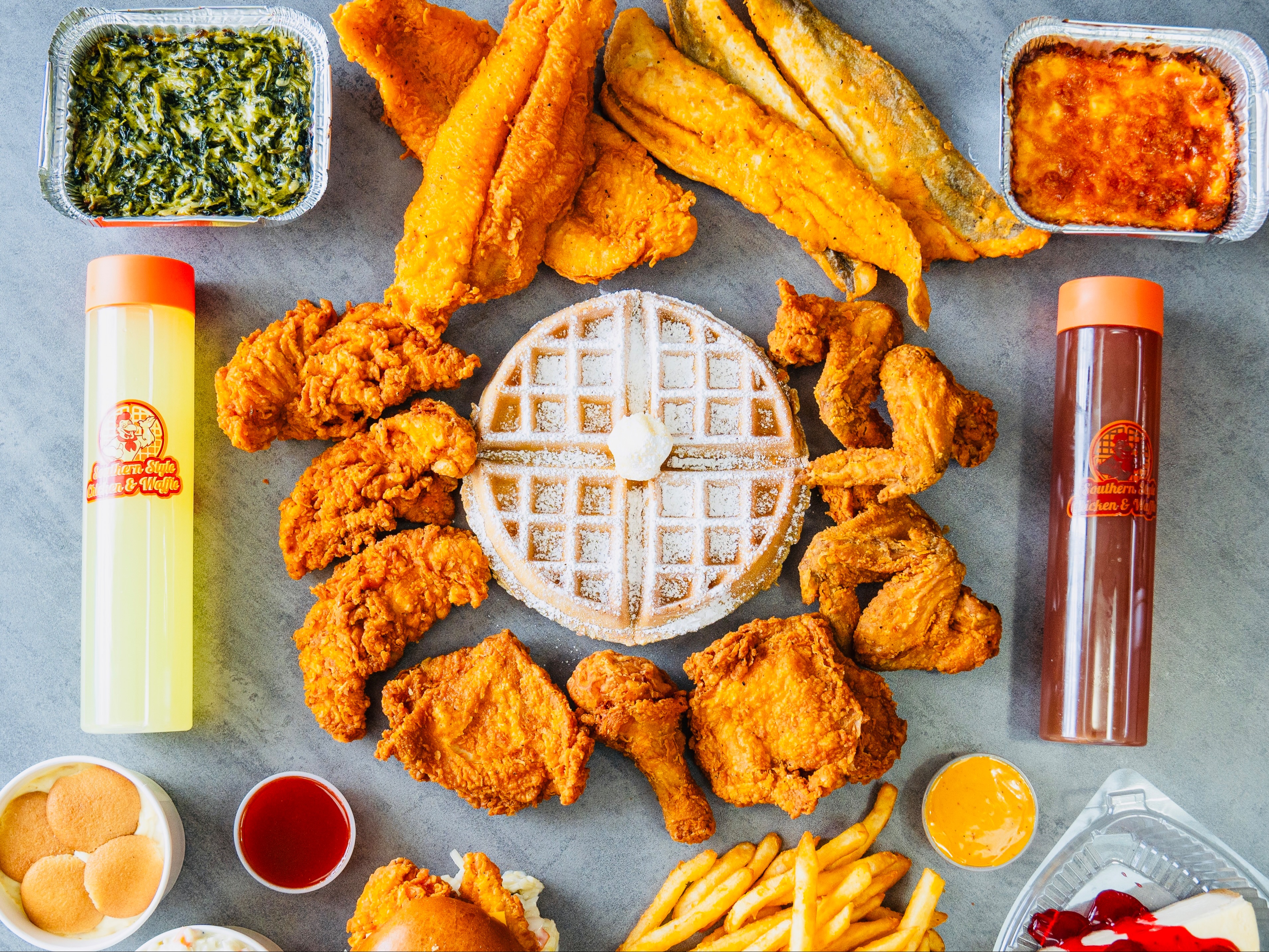 2 Pcs Chicken & 2 Pcs Whiting W/ 1 Side.