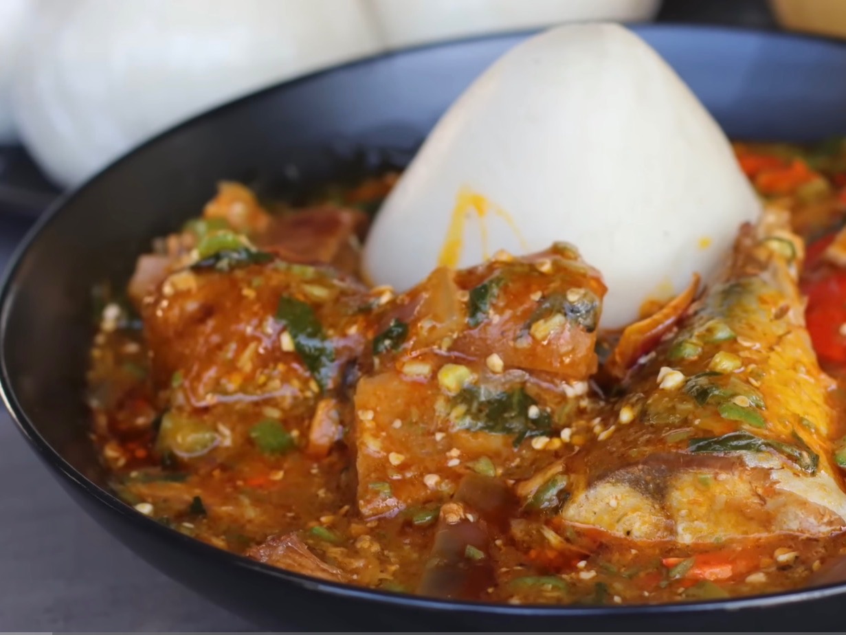 Banku And Okra Soup assorted Meat.