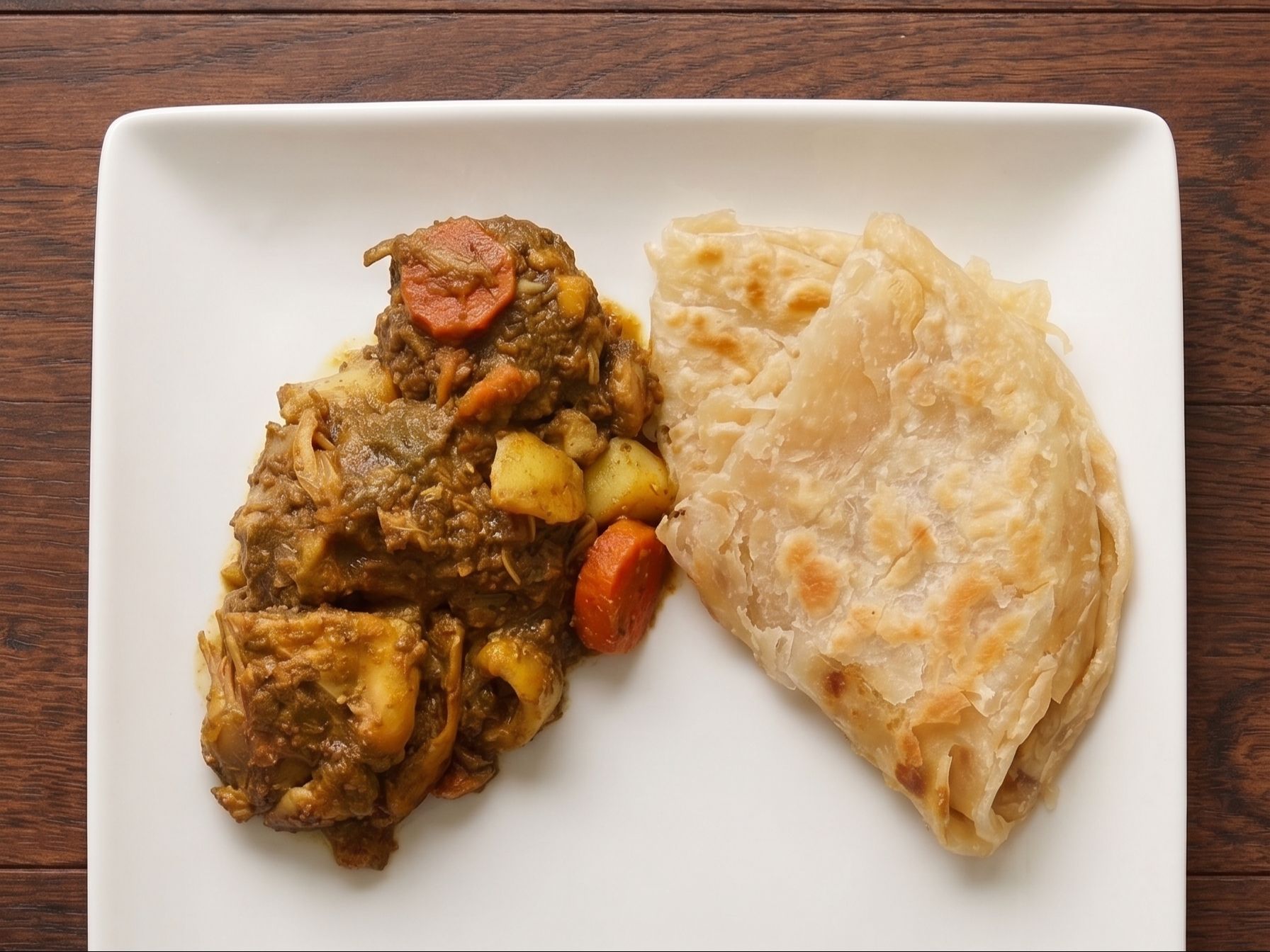 Roti, Curry Chicken and Chana.