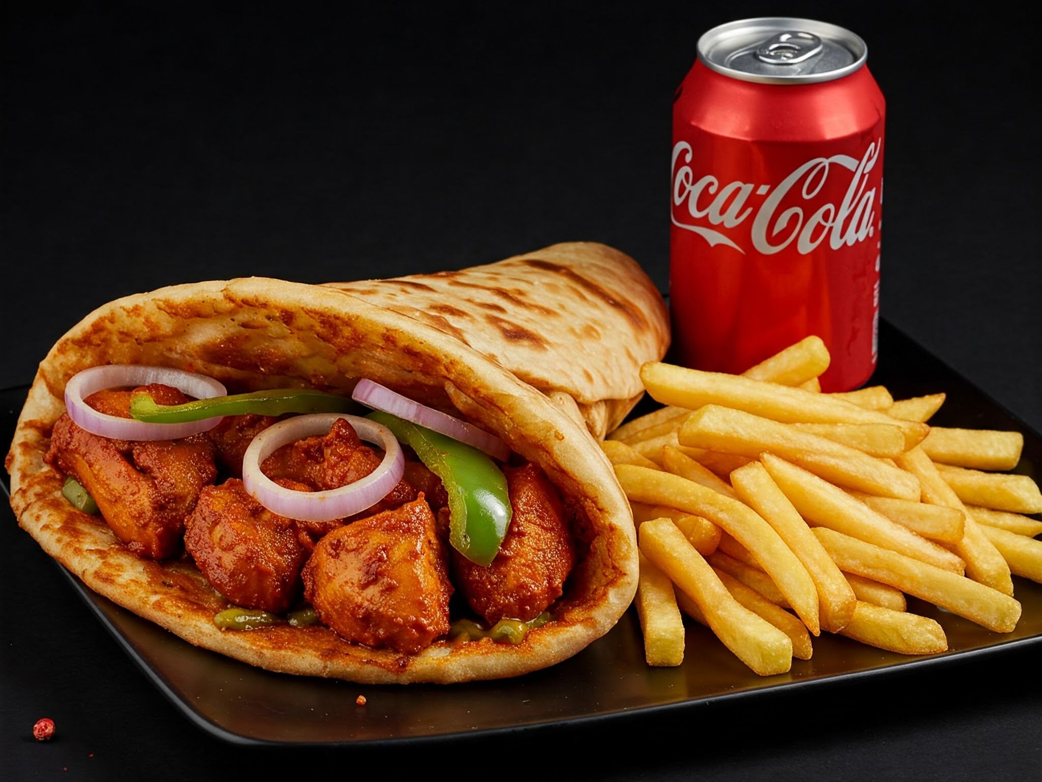 Chicken Tikka Roll Meal.