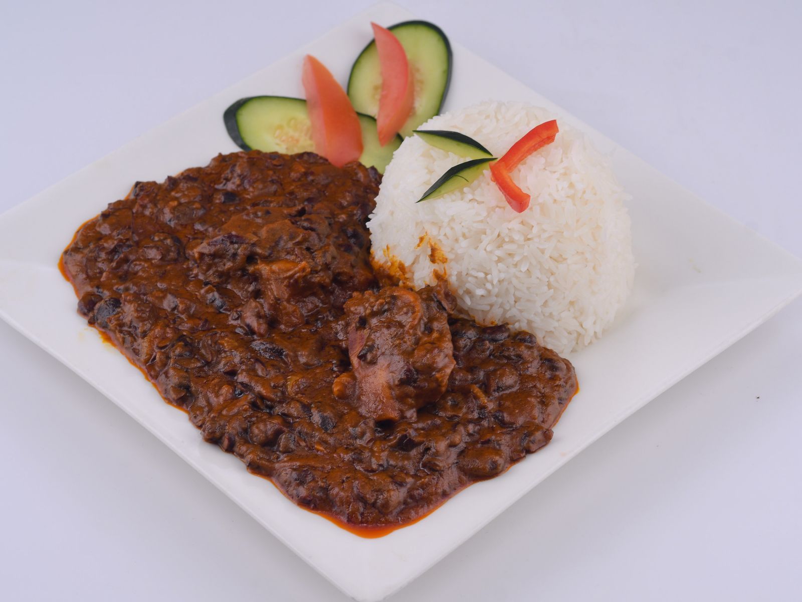 Bean Toborgee Served with Rice.