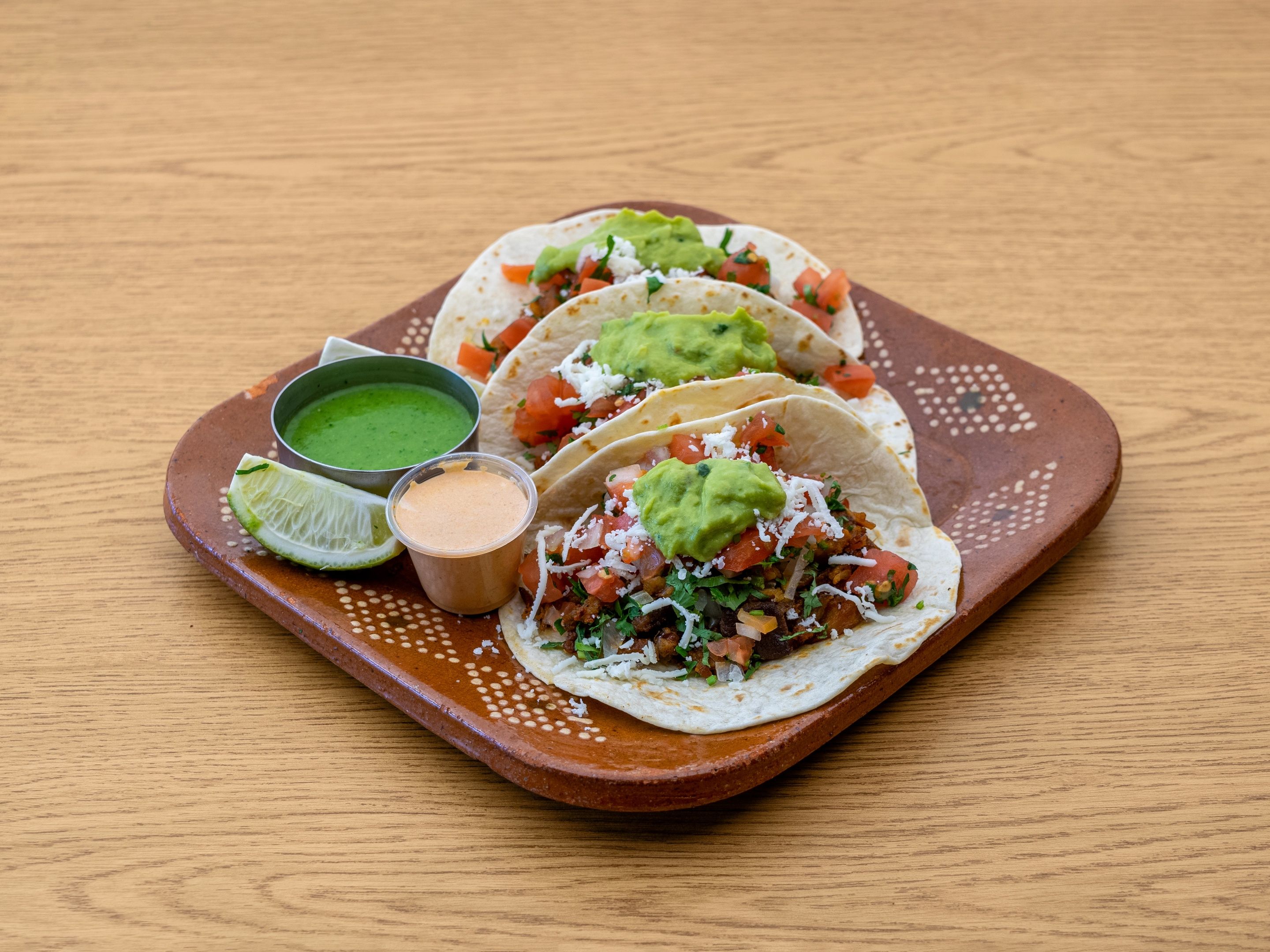 Mushroom & Spinach Tacos al Queso.