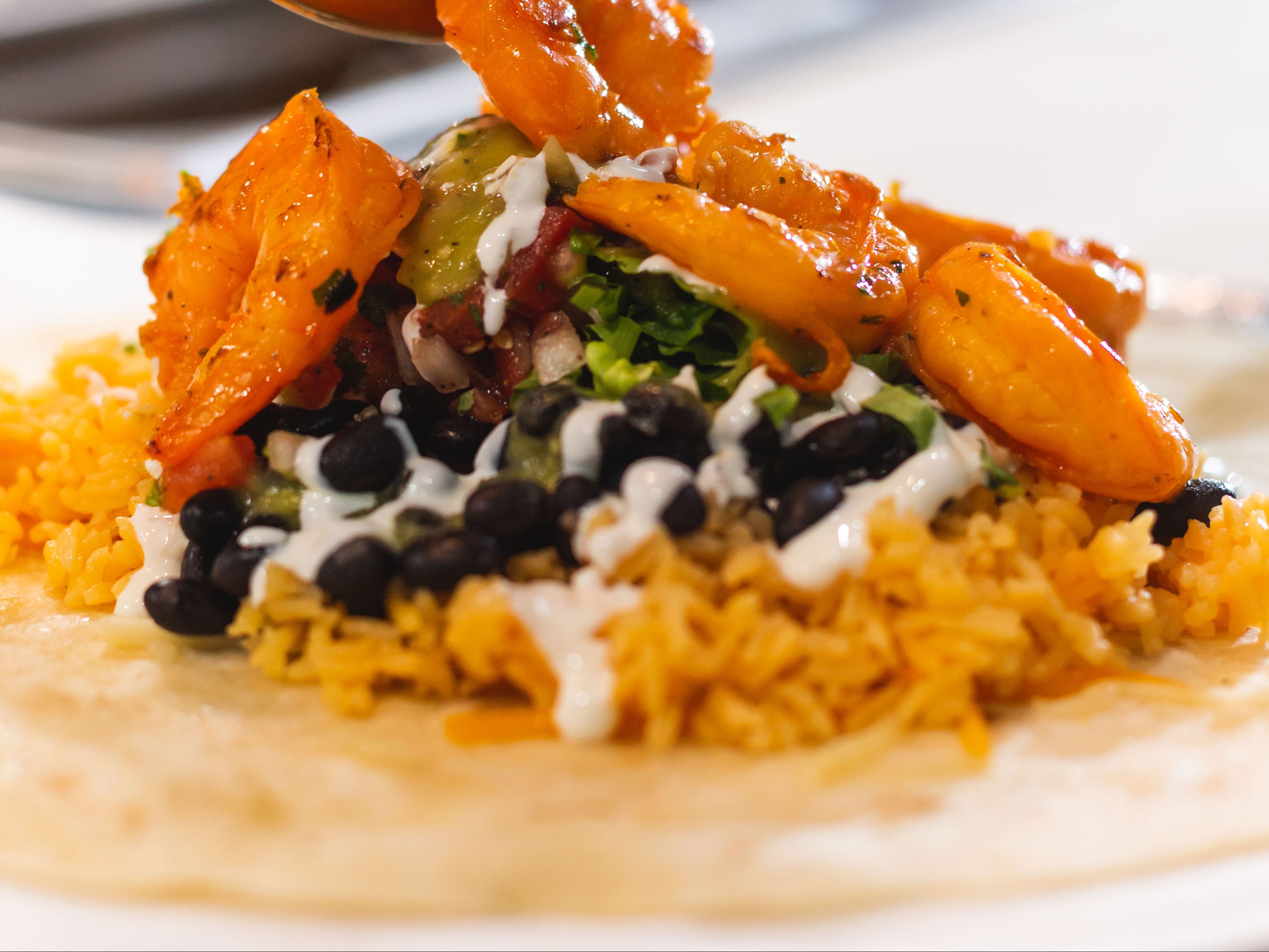 Shrimp A La Plancha Burrito.