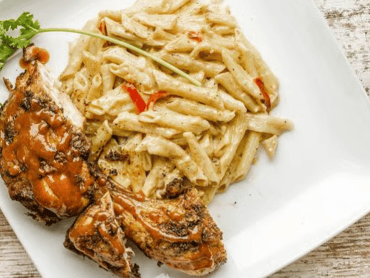 Rasta Pasta with Brown Stew Chicken
