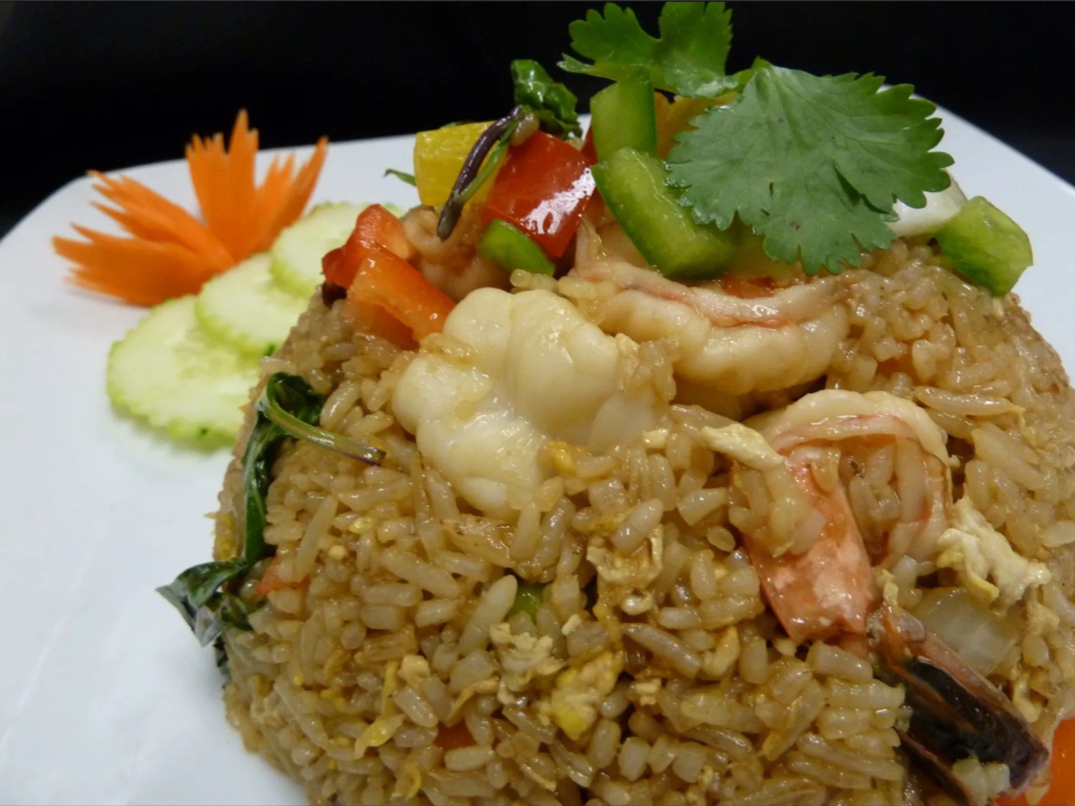 Basil Fried Rice (L).