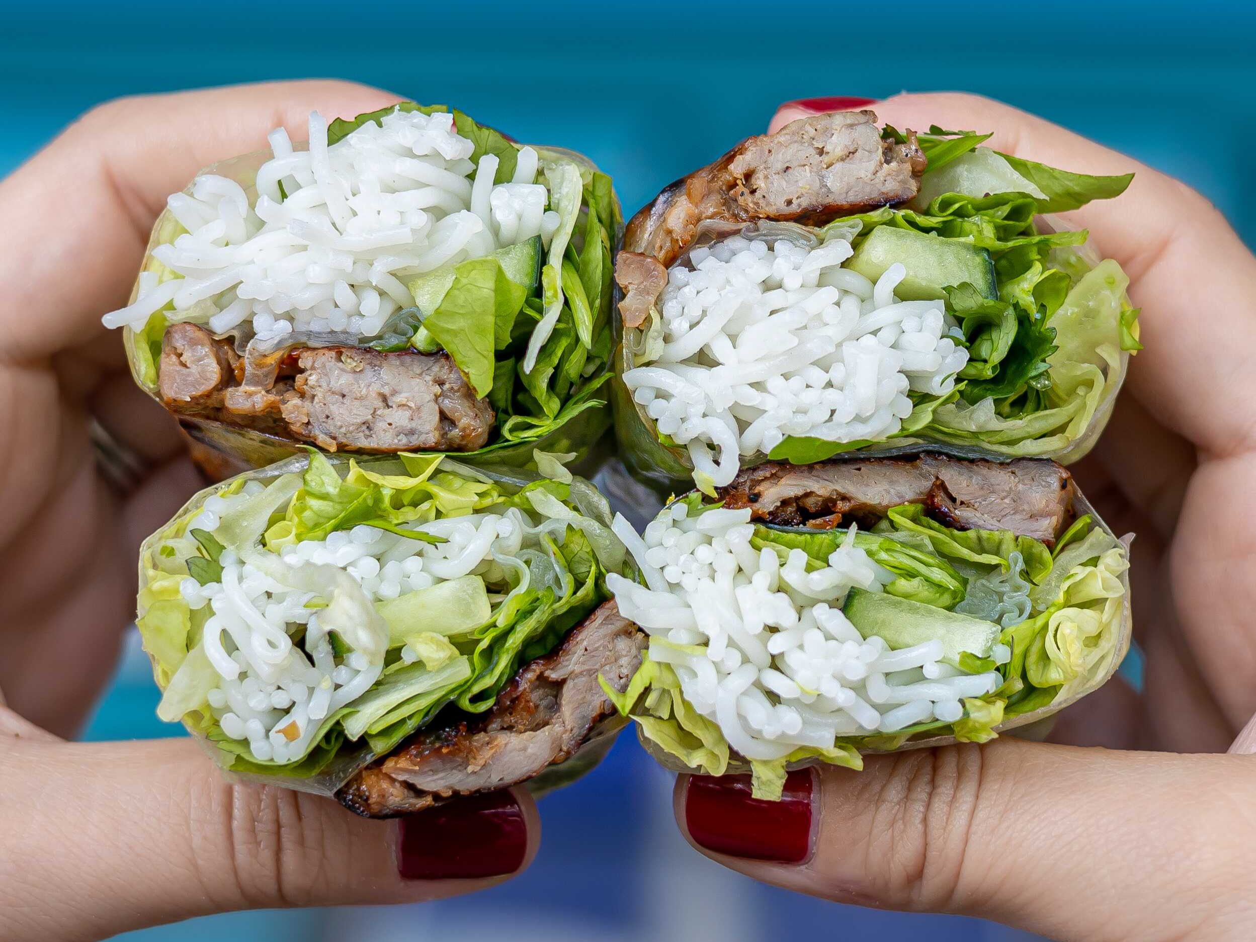 Grilled Pork Spring Rolls.