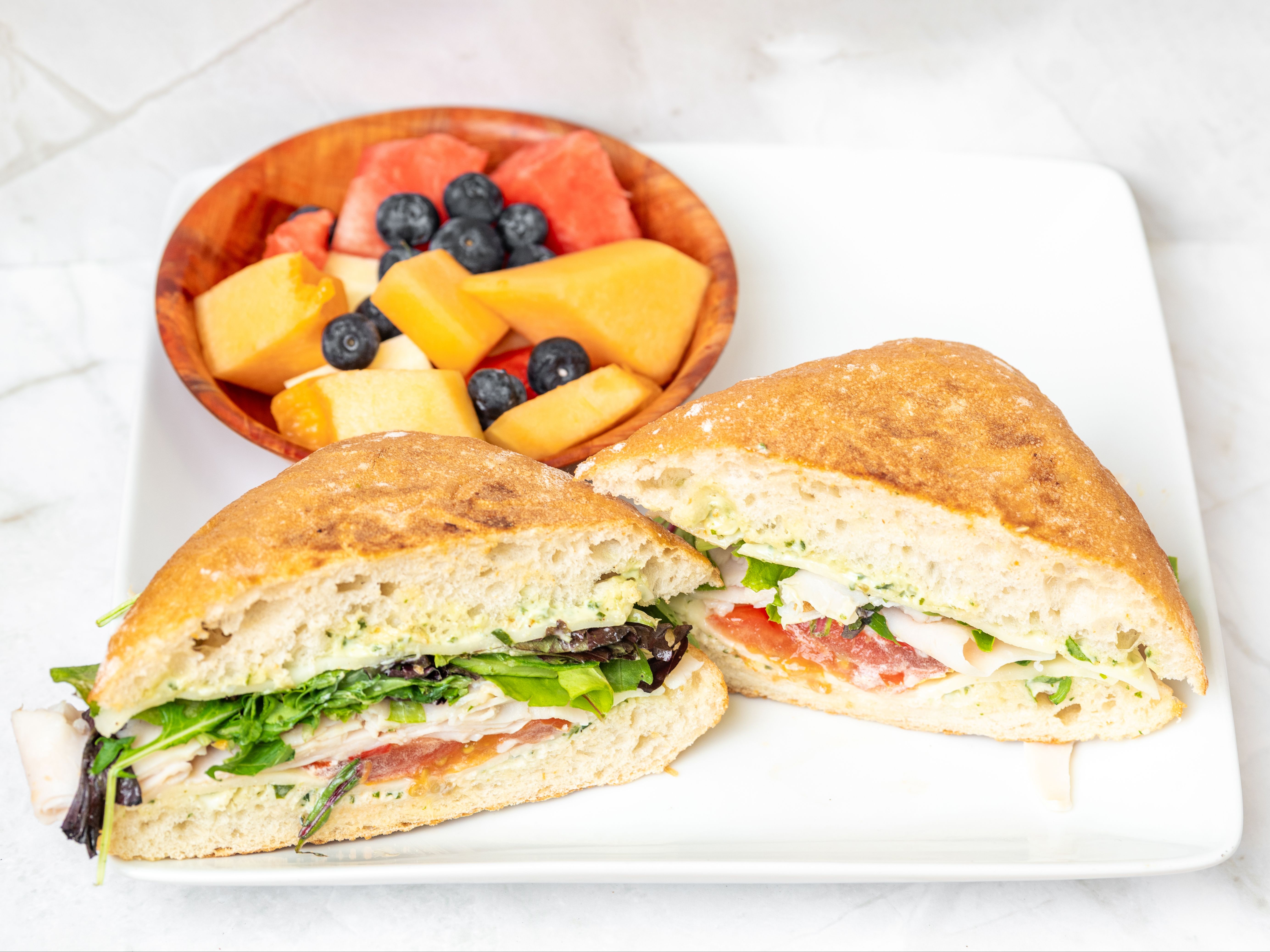 Half Oven Baked Turkey Breast Sandwich.