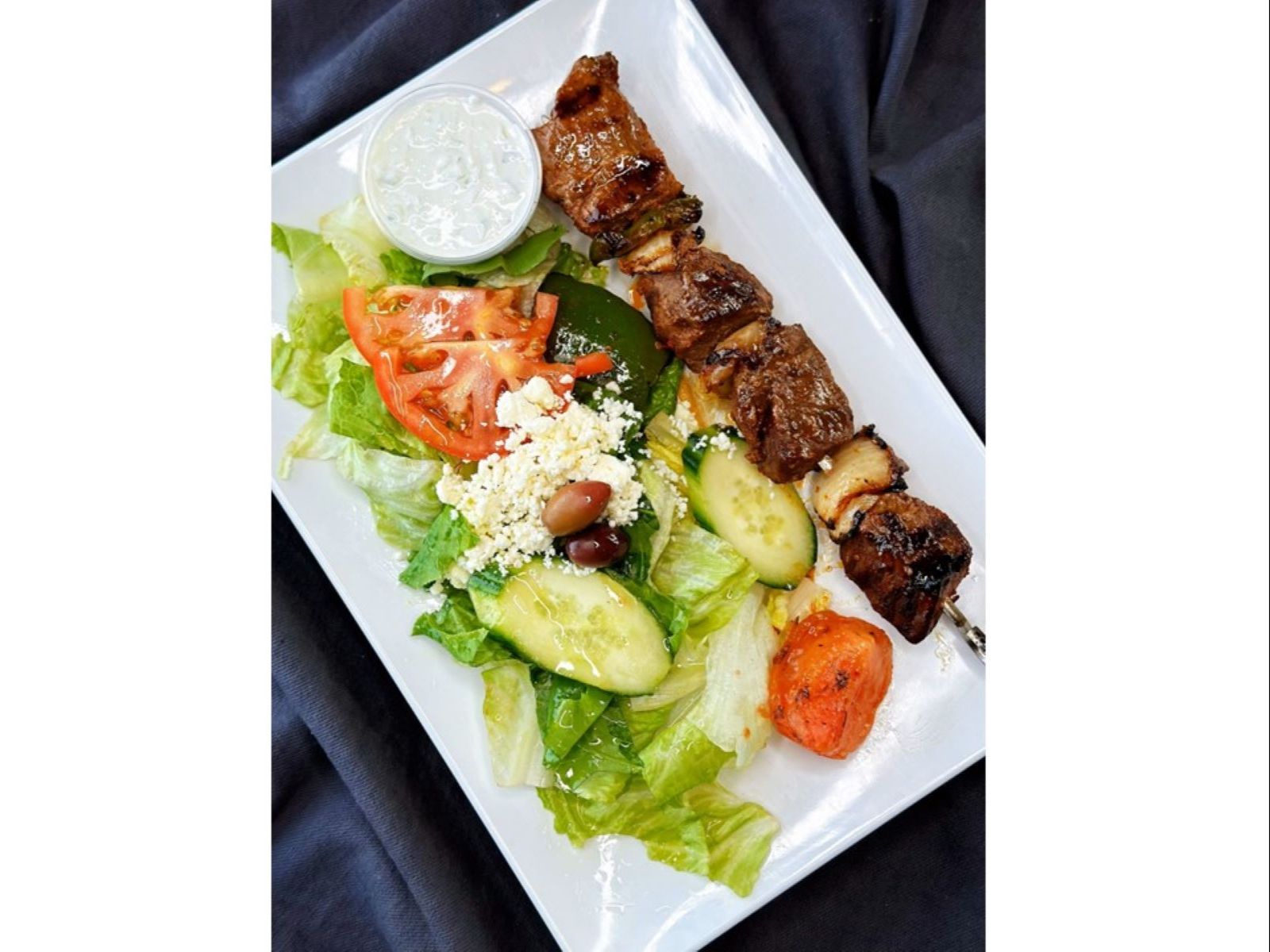 Steak Kebab ( 1 Skewer) Over Salad.