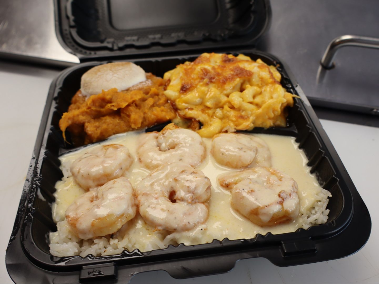 Shrimp over rice