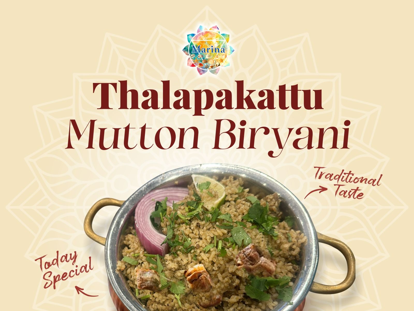 Seeraga Samba Mutton Biryani (Thalapkatti Style)