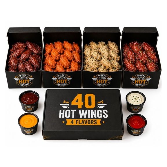 40 Hot Wings (4 Flavors)