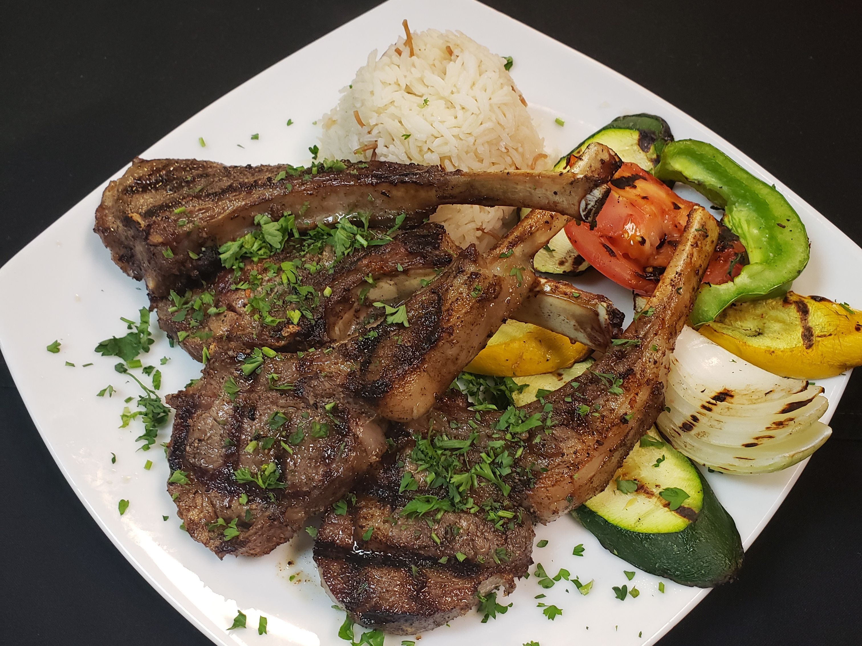 Oven Roasted Rack of Lamb Dinner.