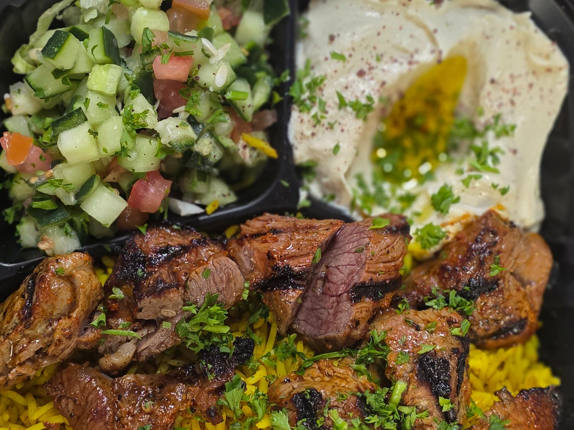 Lamb Shish Kabab Platter.