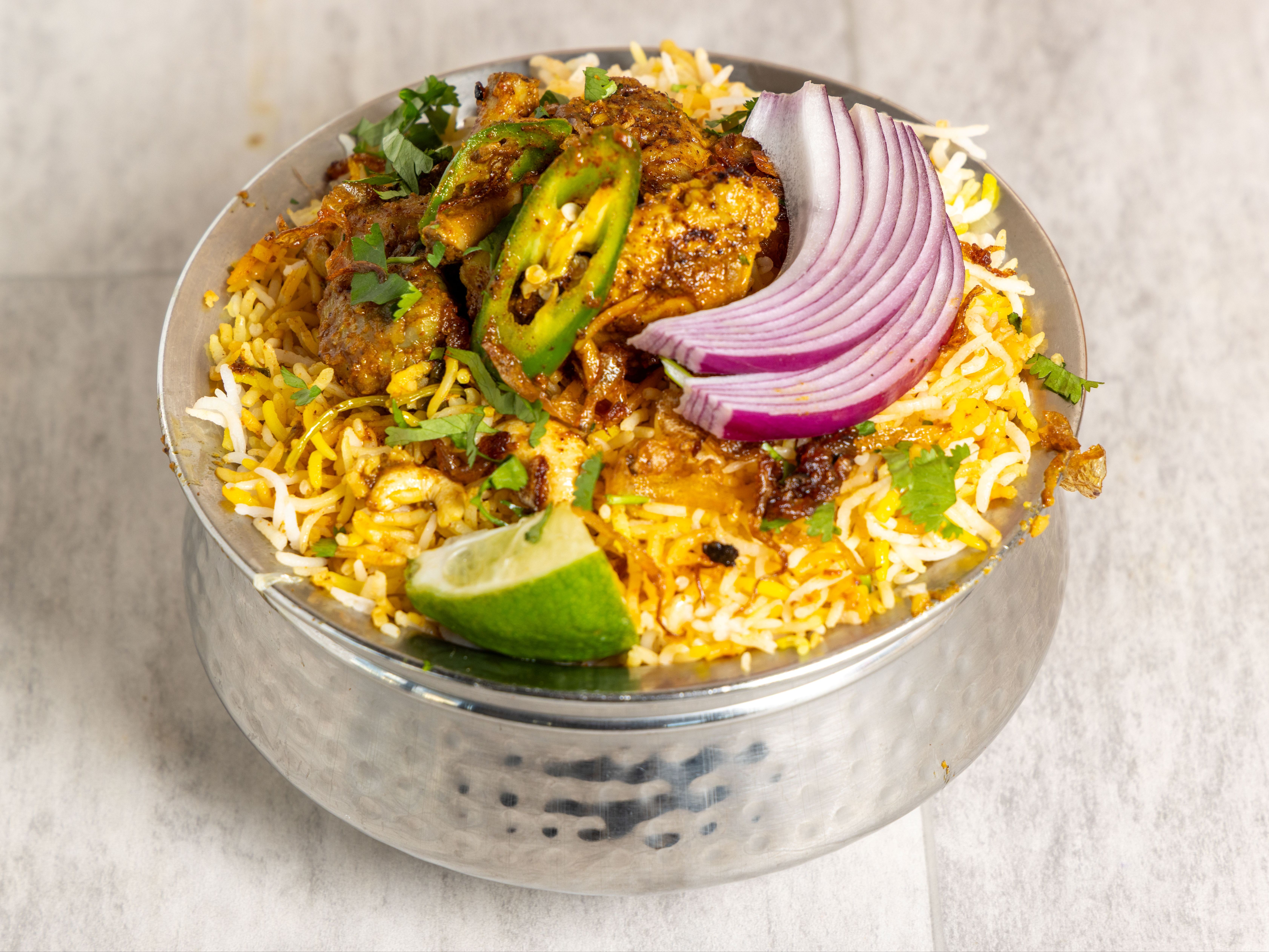 Ghee Roast Chicken Biryani.