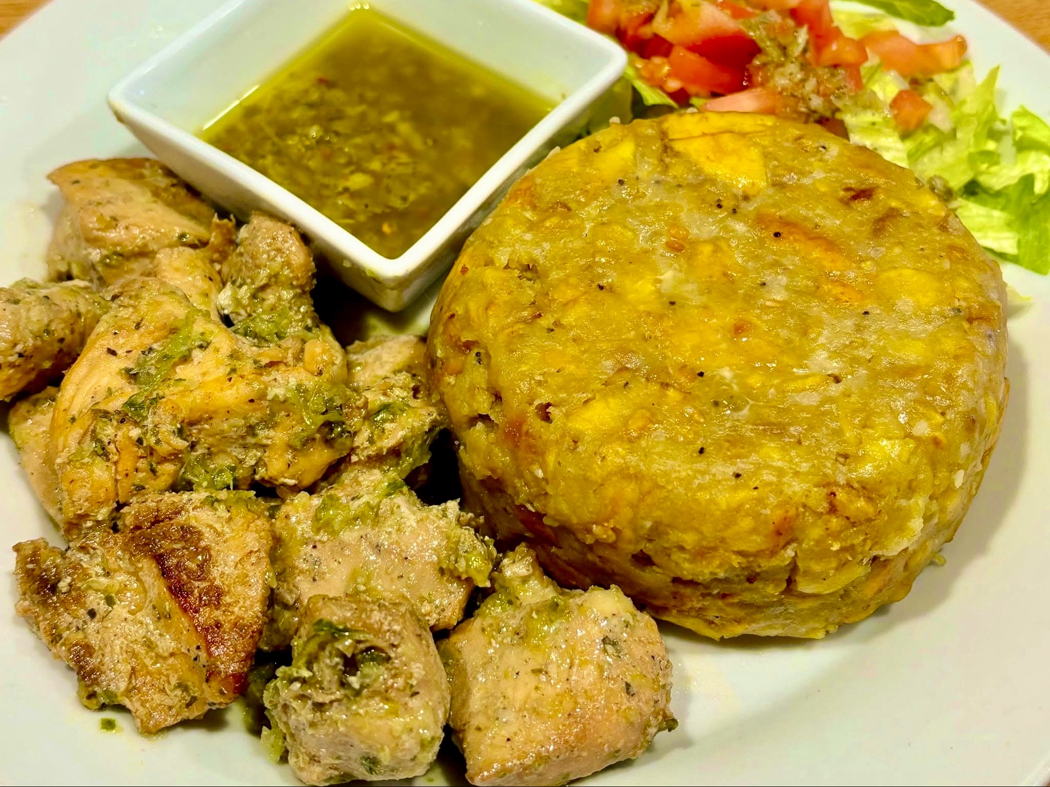 Mofongo + Chimi Chicken.