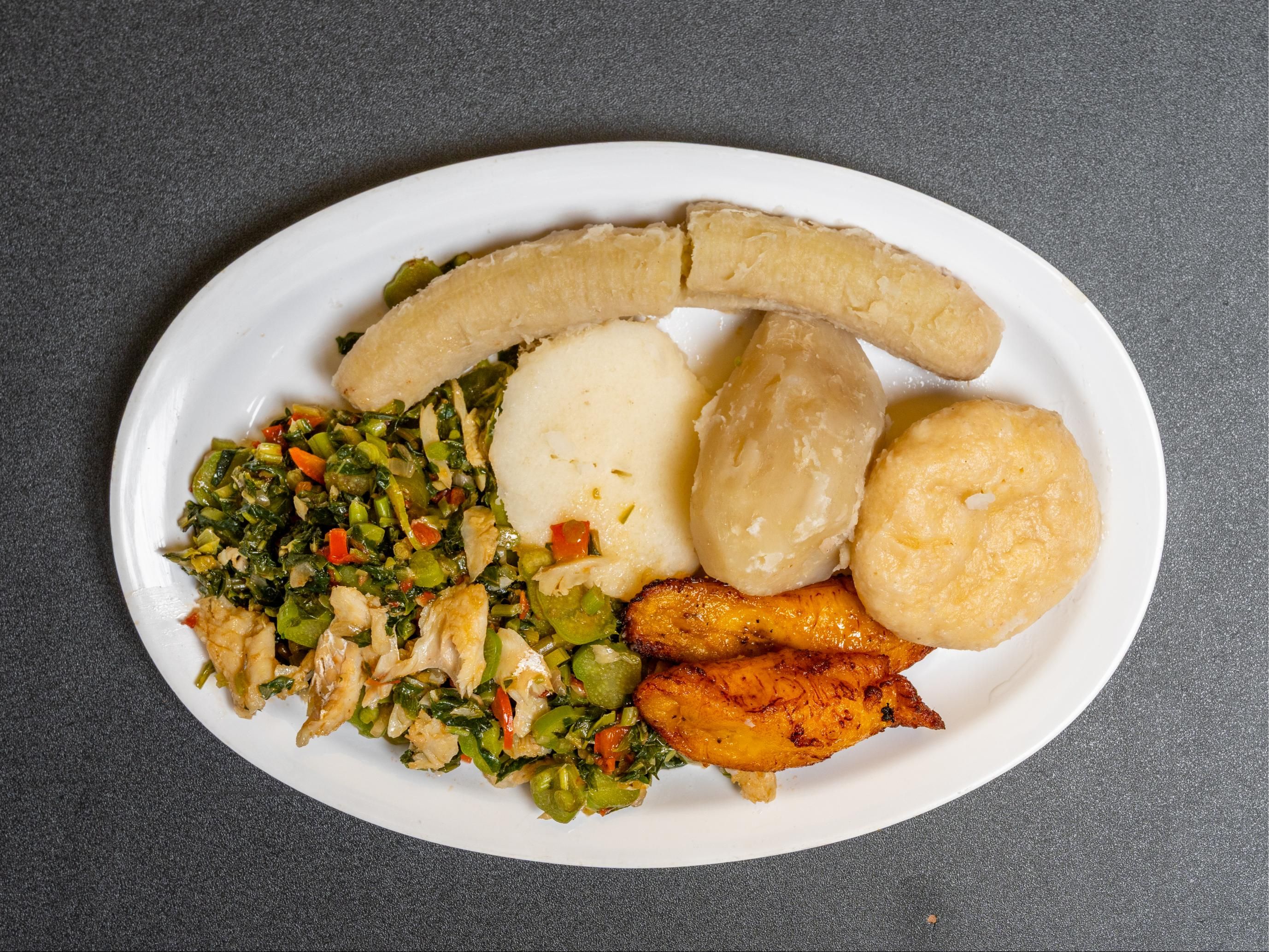 Half Pan Callaloo & Saltfish