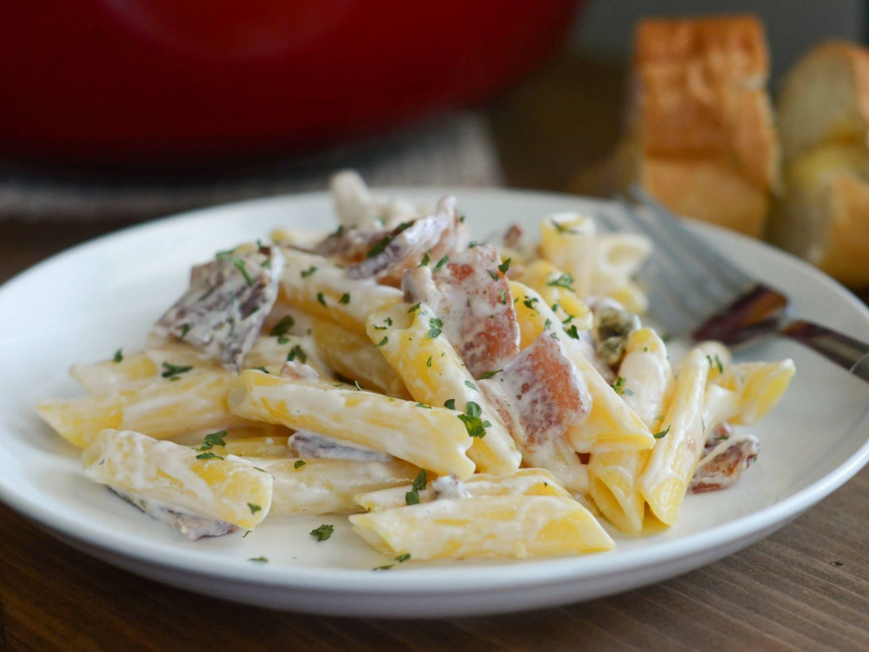 Penne Alfredo Pasta.