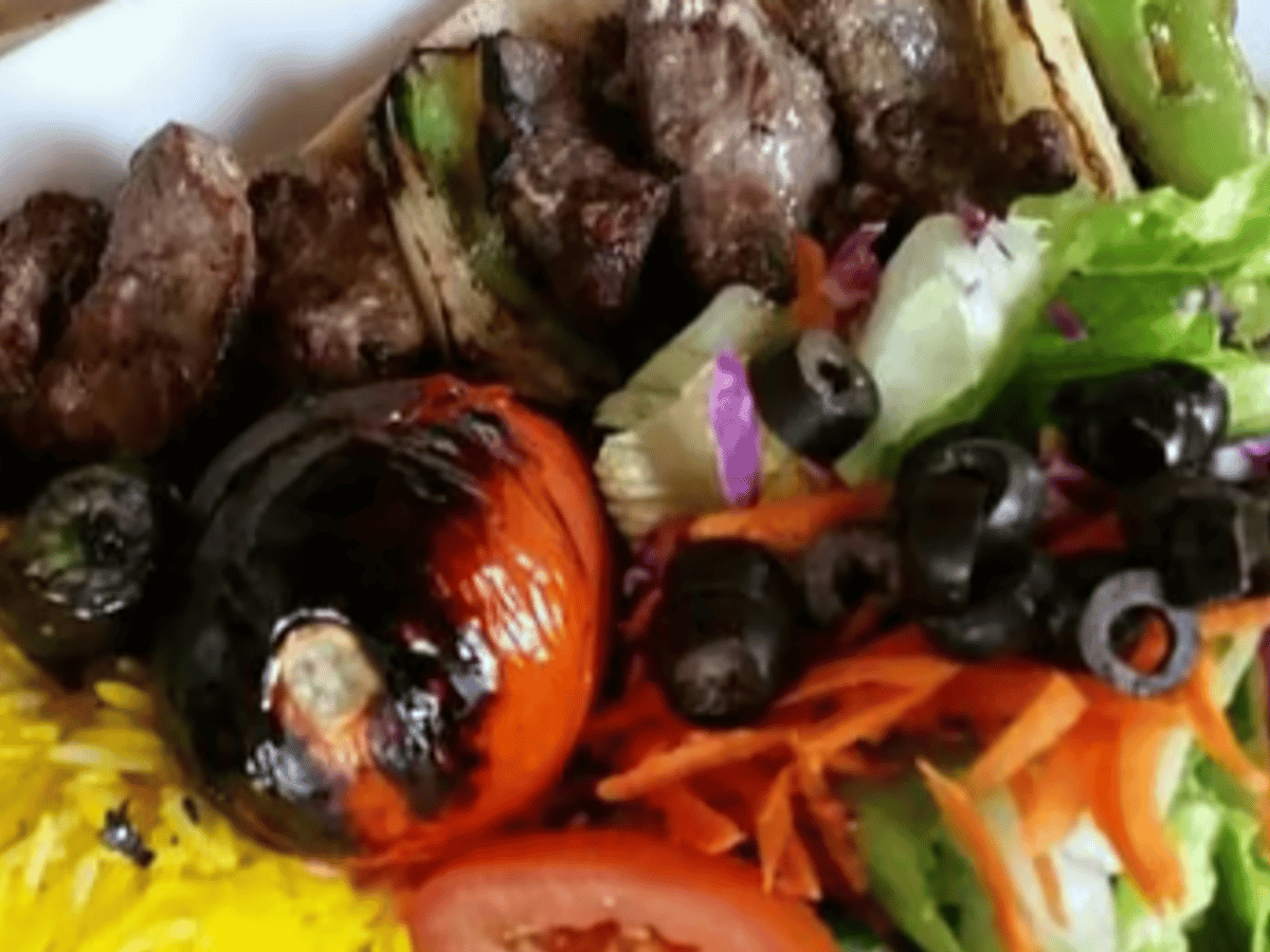 Fanoos Top Sirloin Shish Kabob Salad.