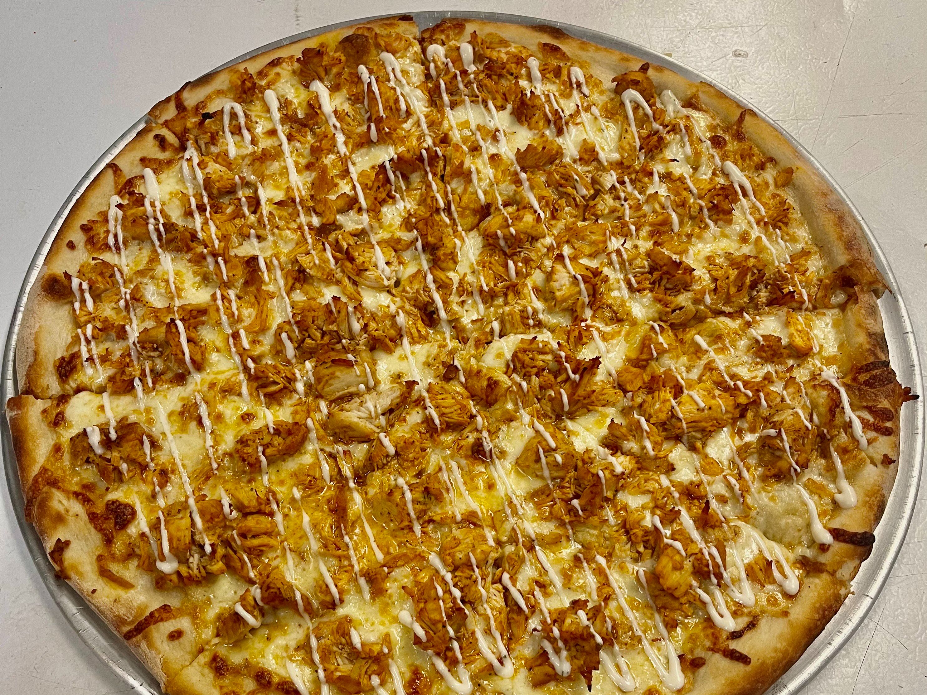 Chicken, Bacon, Ranch Pizza.