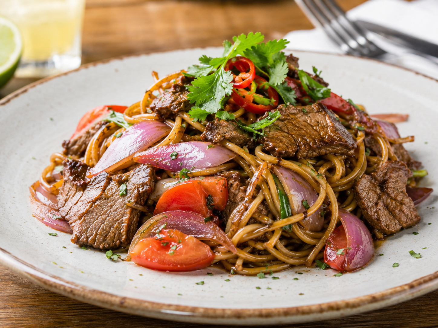 Tallarin Saltado De Carne.