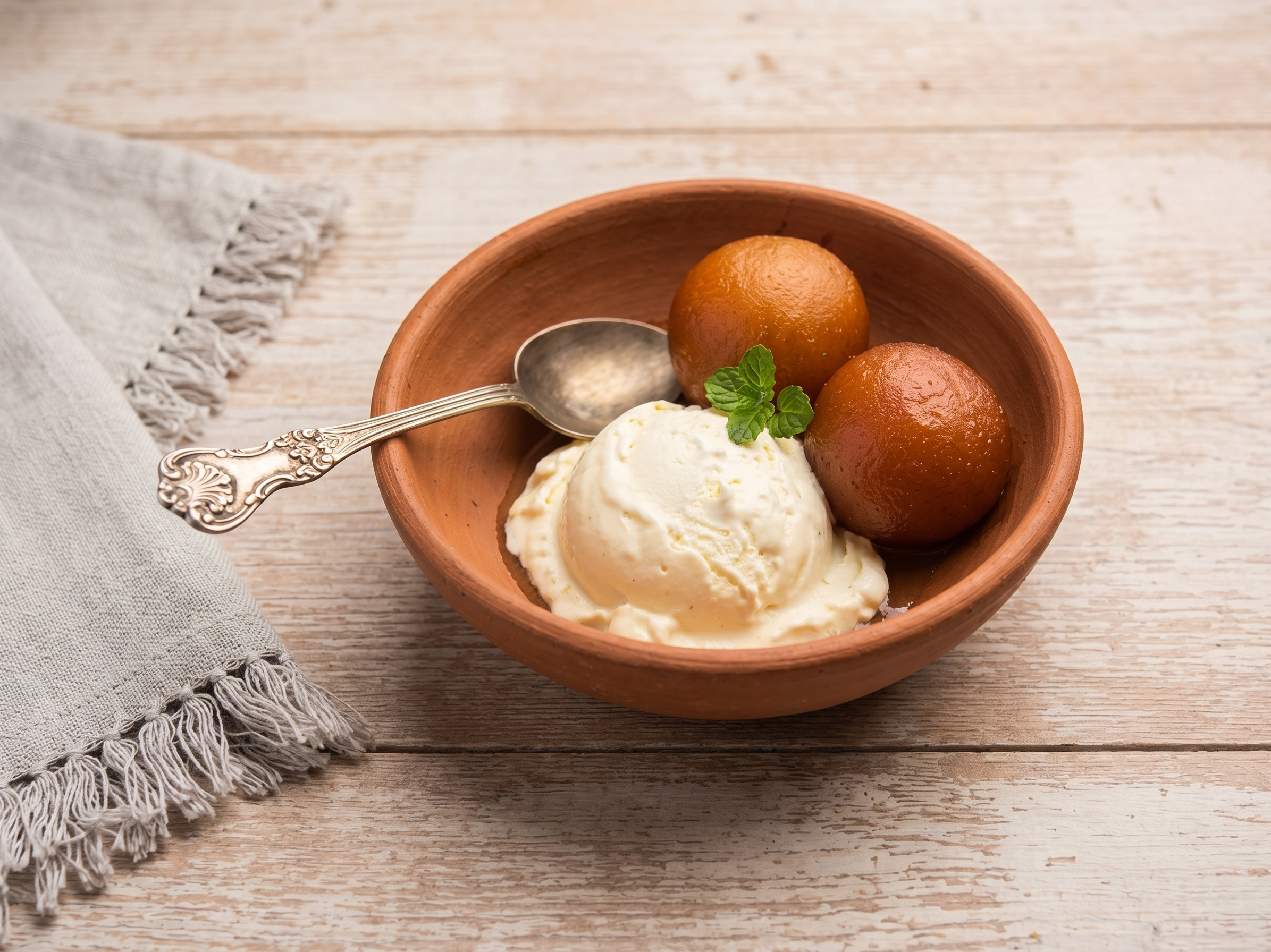 Gulab Jamun With Ice Cream.