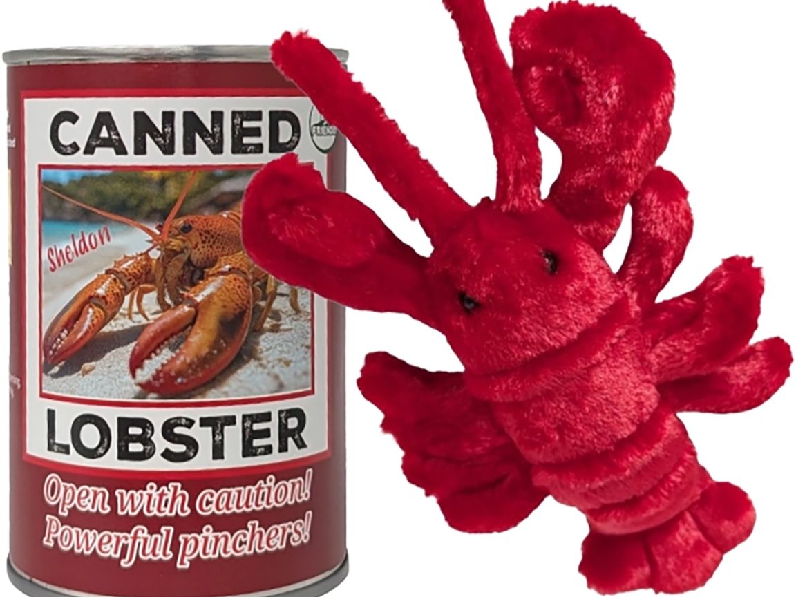 Sheldon the Canned Lobster - Eco-Friendly Plush w/Jokes Foil Lid.