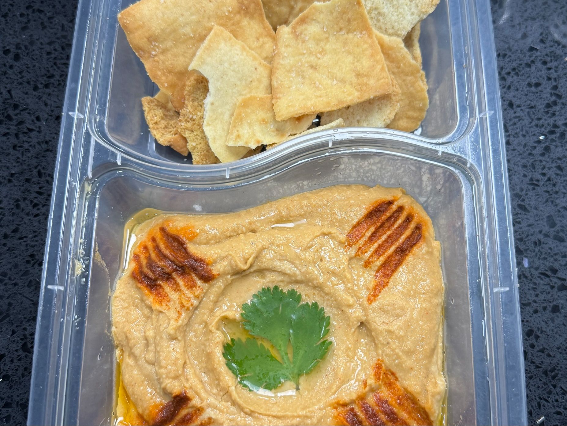 Hummus with Pita Chips.