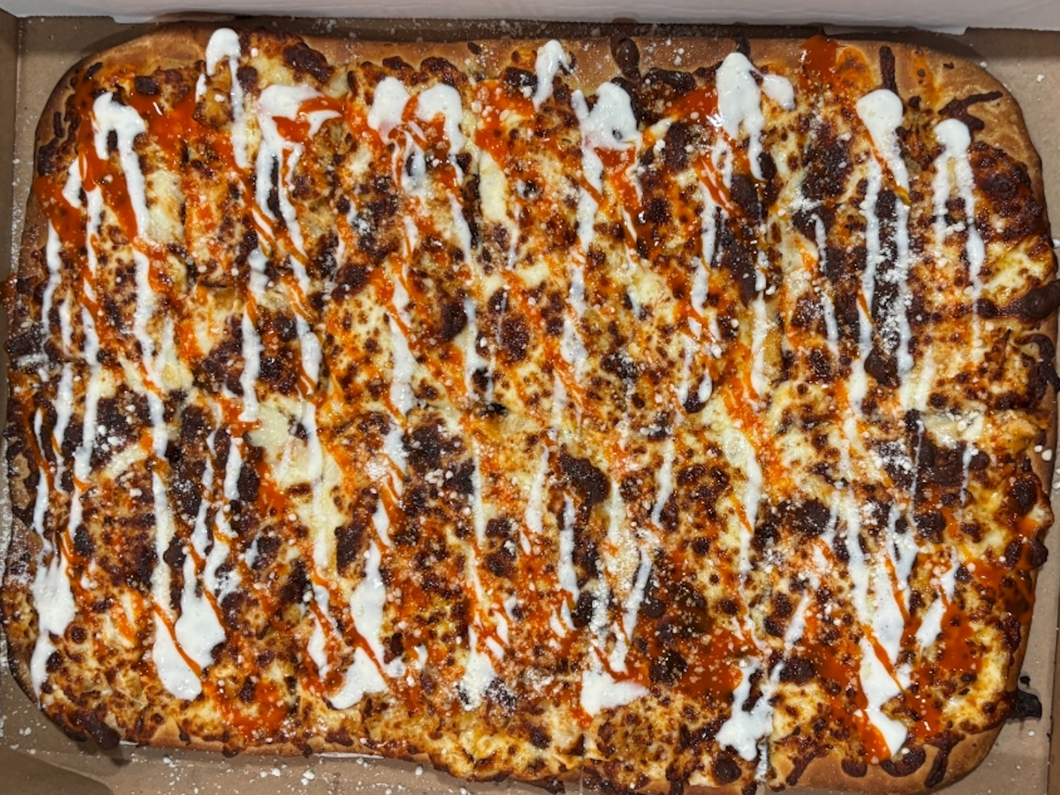 Buffalo Chicken Cheesesteak Pie (Square).