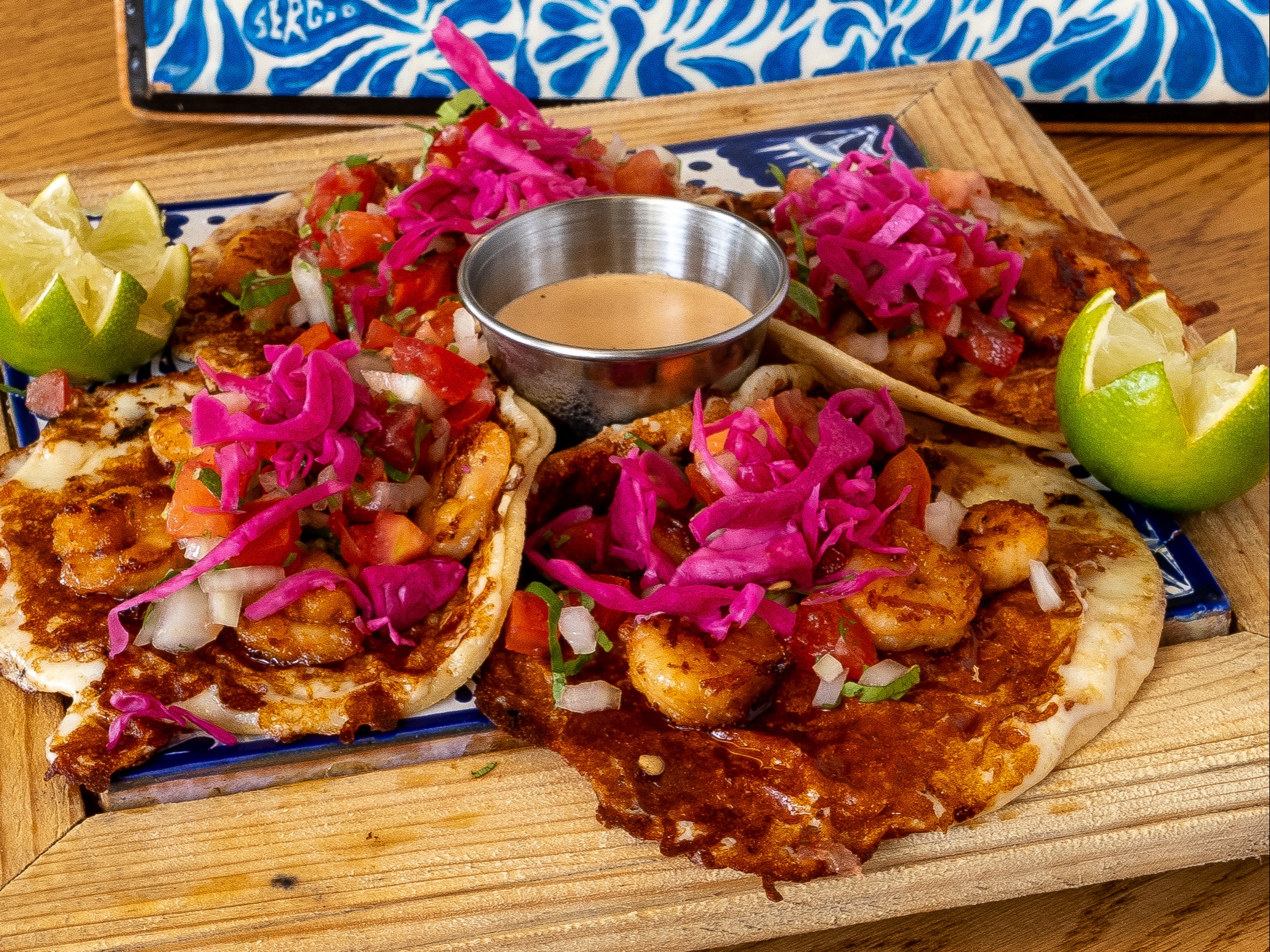 Shrimp (Camarón) Tacos al Queso.