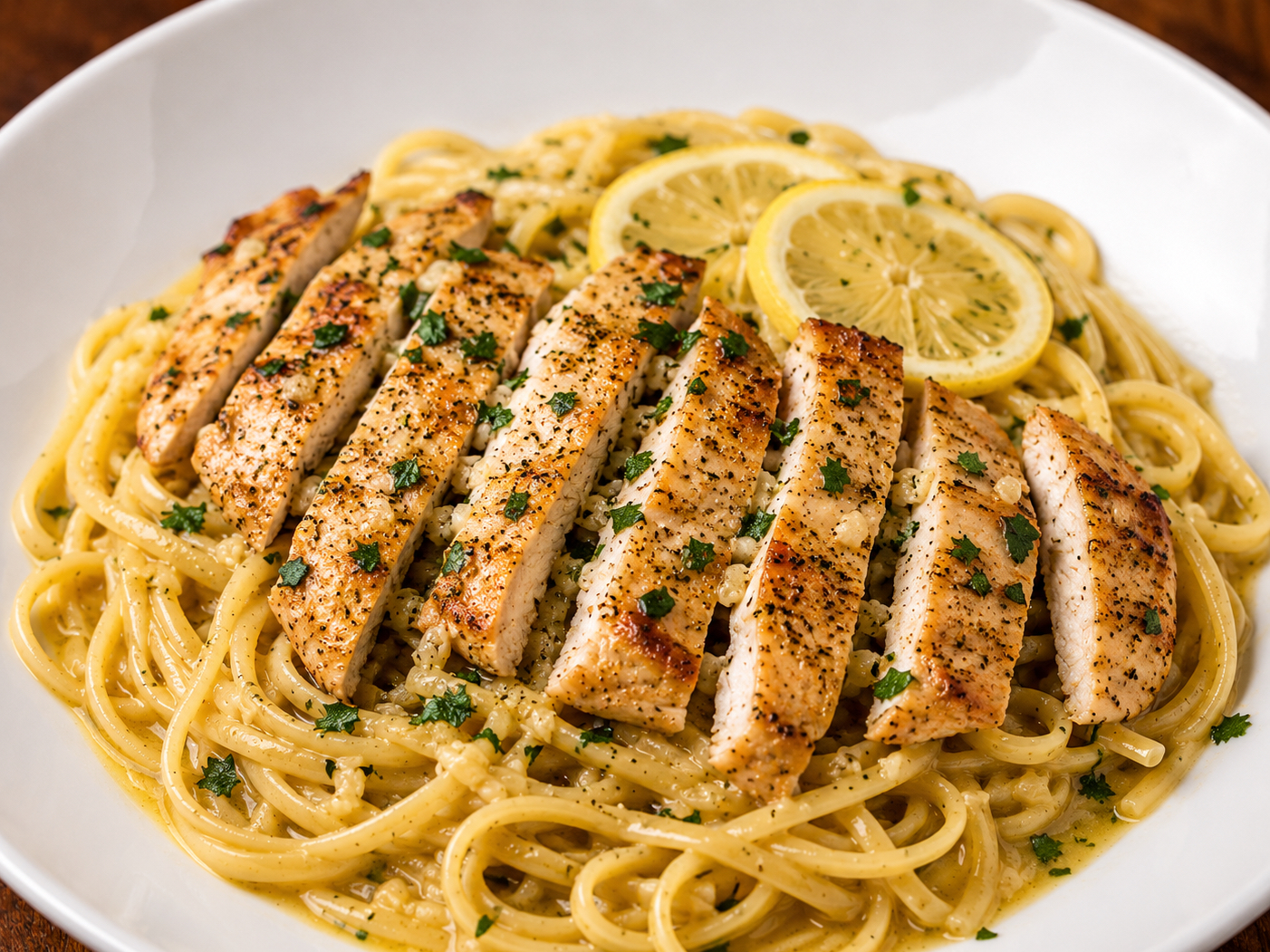 CHICKEN SCAMPI LINGUINE.