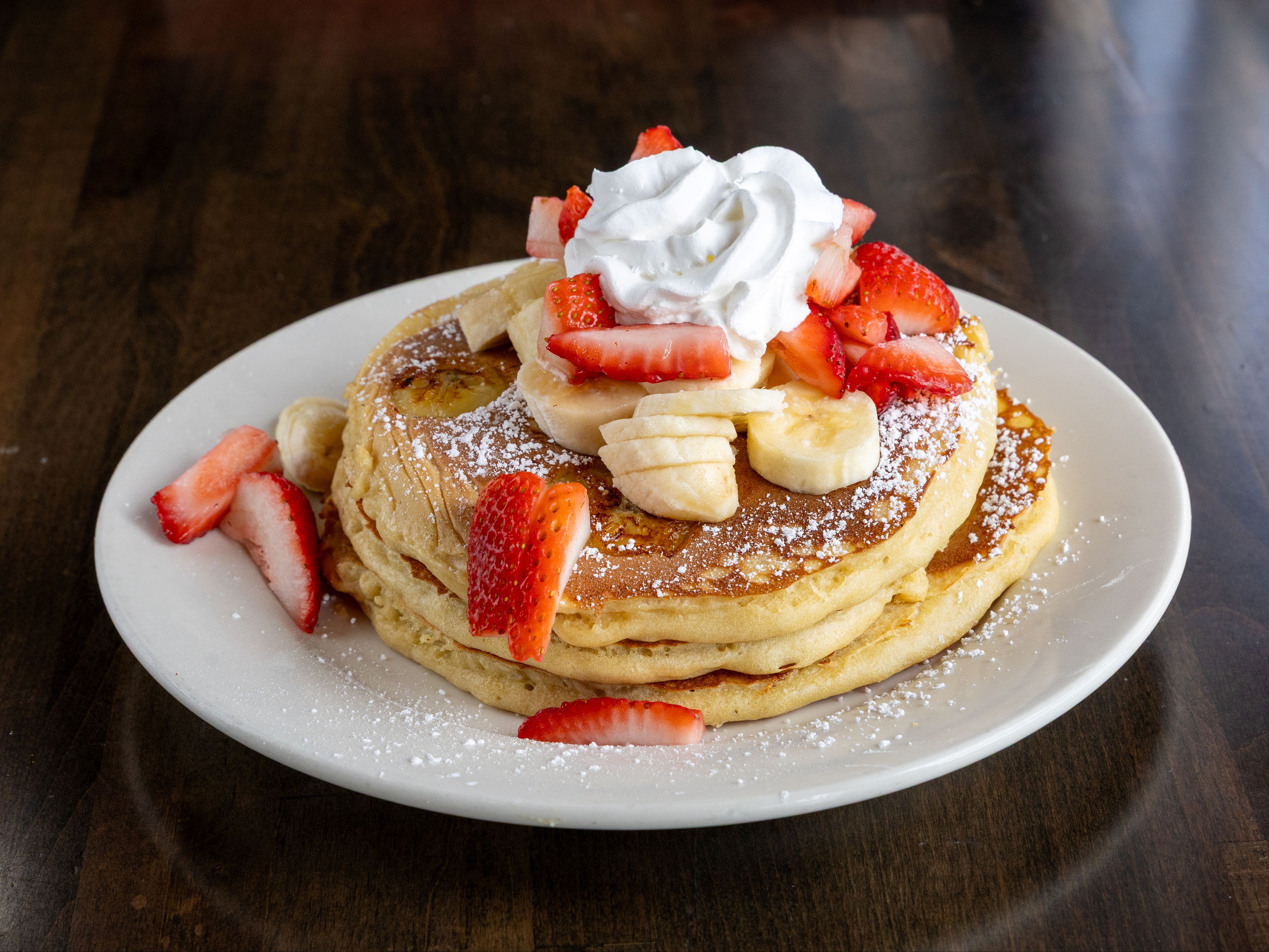 Strawberry Banana Buttermilk Pancakes.