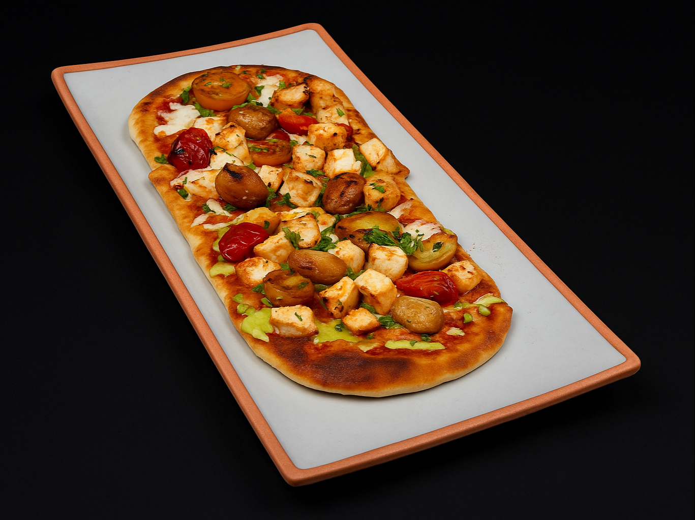 Smoked Paneer & Tomato Flatbread.