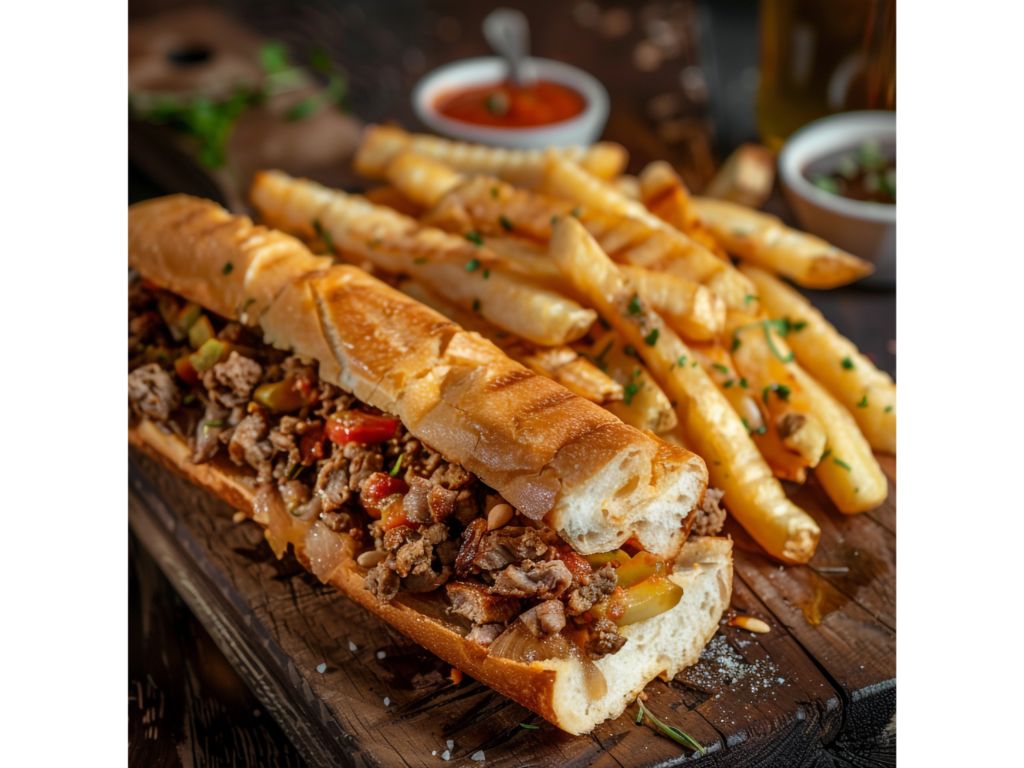 Mini Cheesesteak Fries w/Drink.