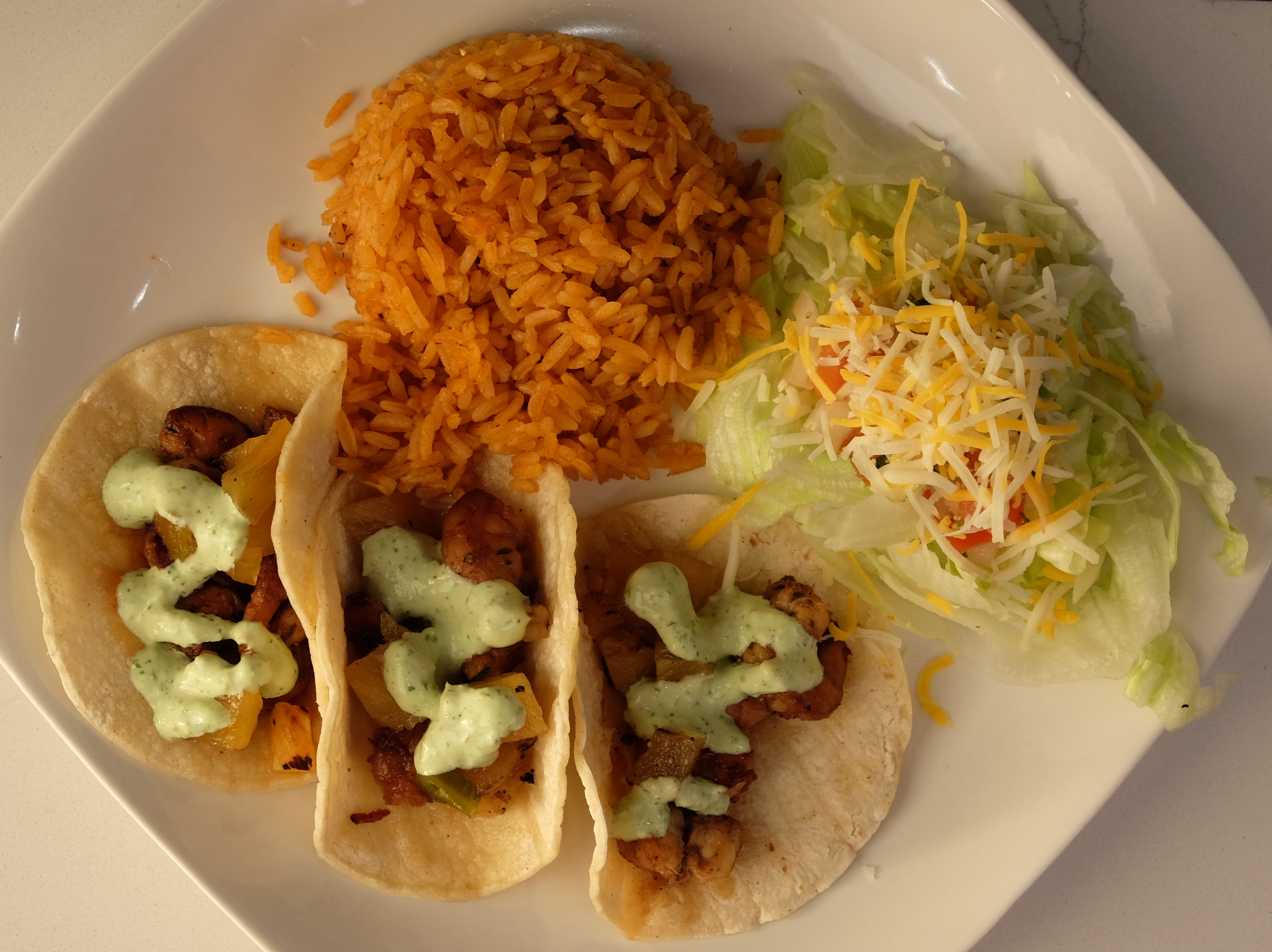 Hawaiian Shrimp Taco Platter.