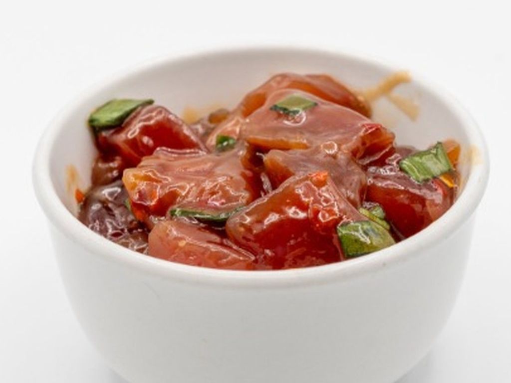 Oyster Ahi Poke from Yama's Fish Market — Oyster sauce based sauce mixed with chili peppers and diced green onions. Click for available sizes/pricing