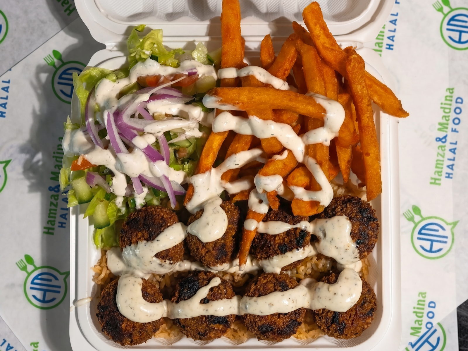 Falafel Over Rice.