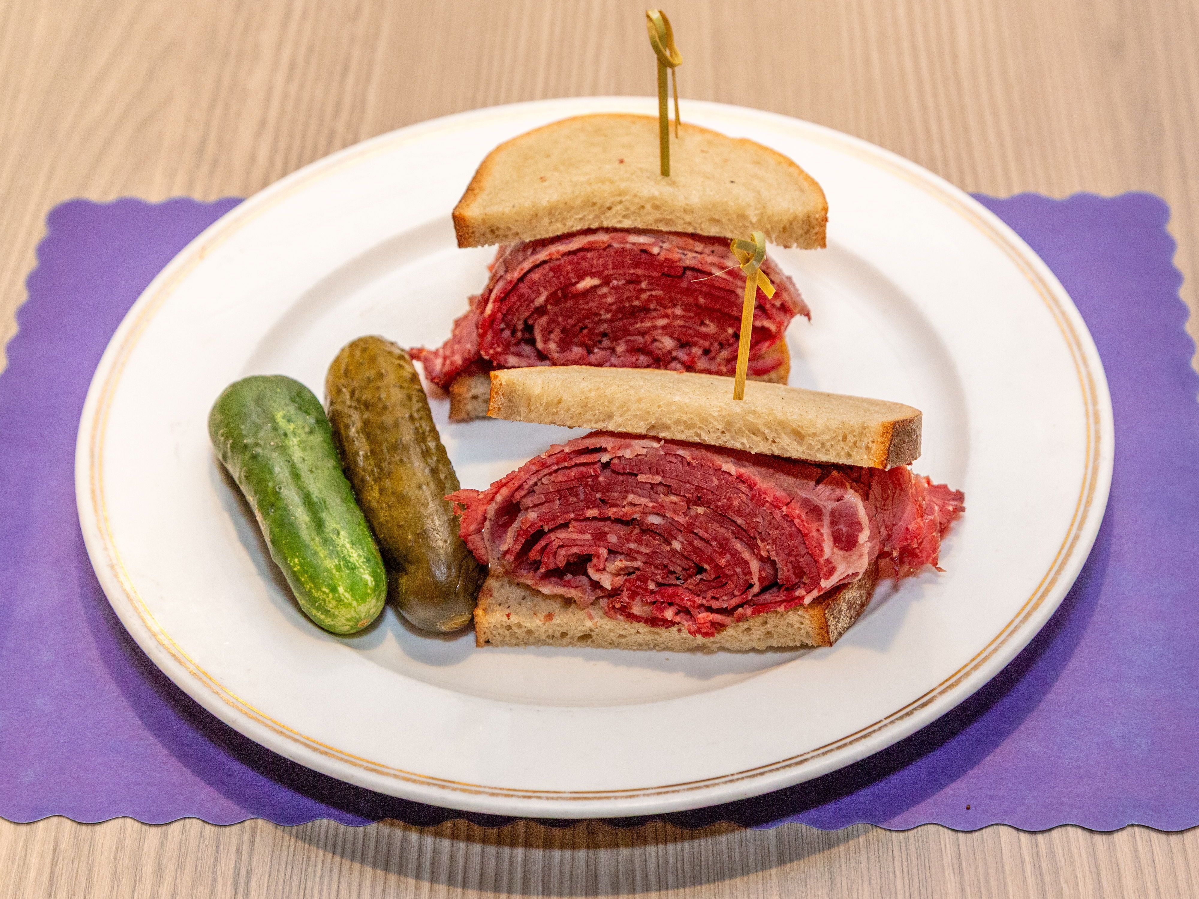* Hot Corned Beef Sandwich.