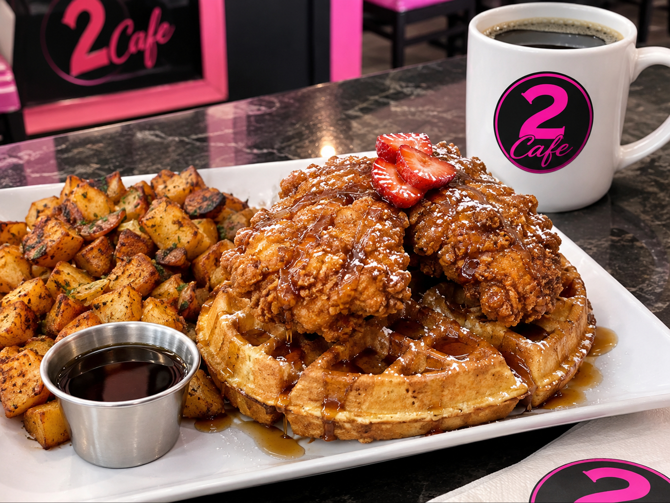 Fried Chicken And Waffles Combo.