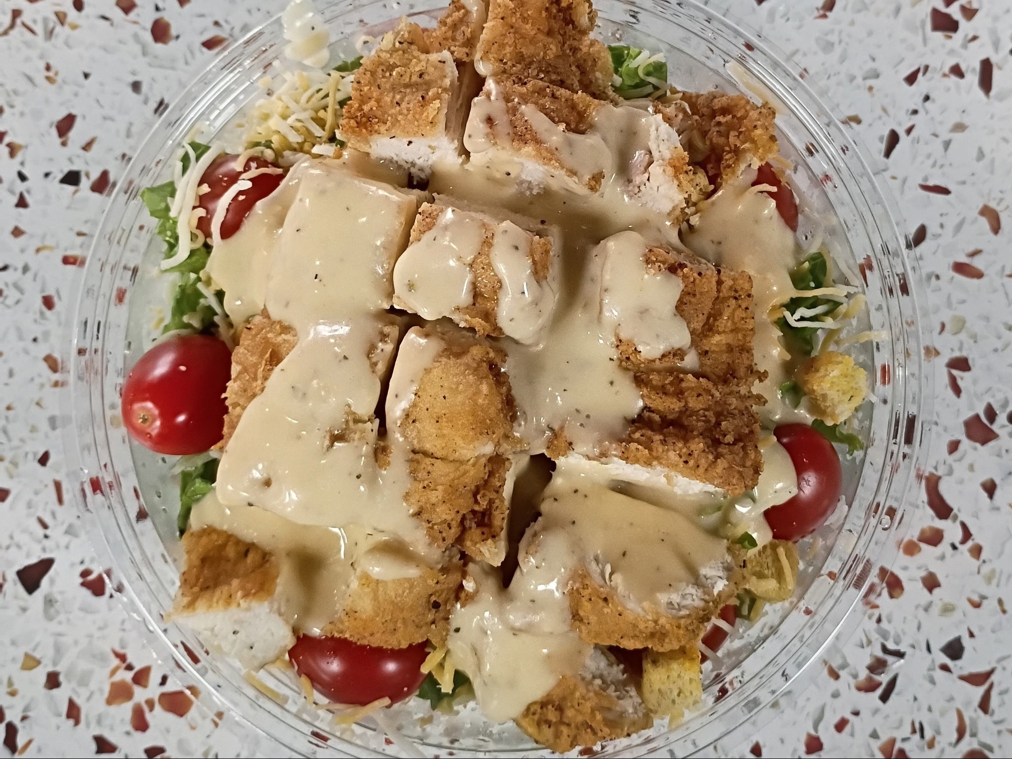 Fried Chicken Salad + Can Soda
