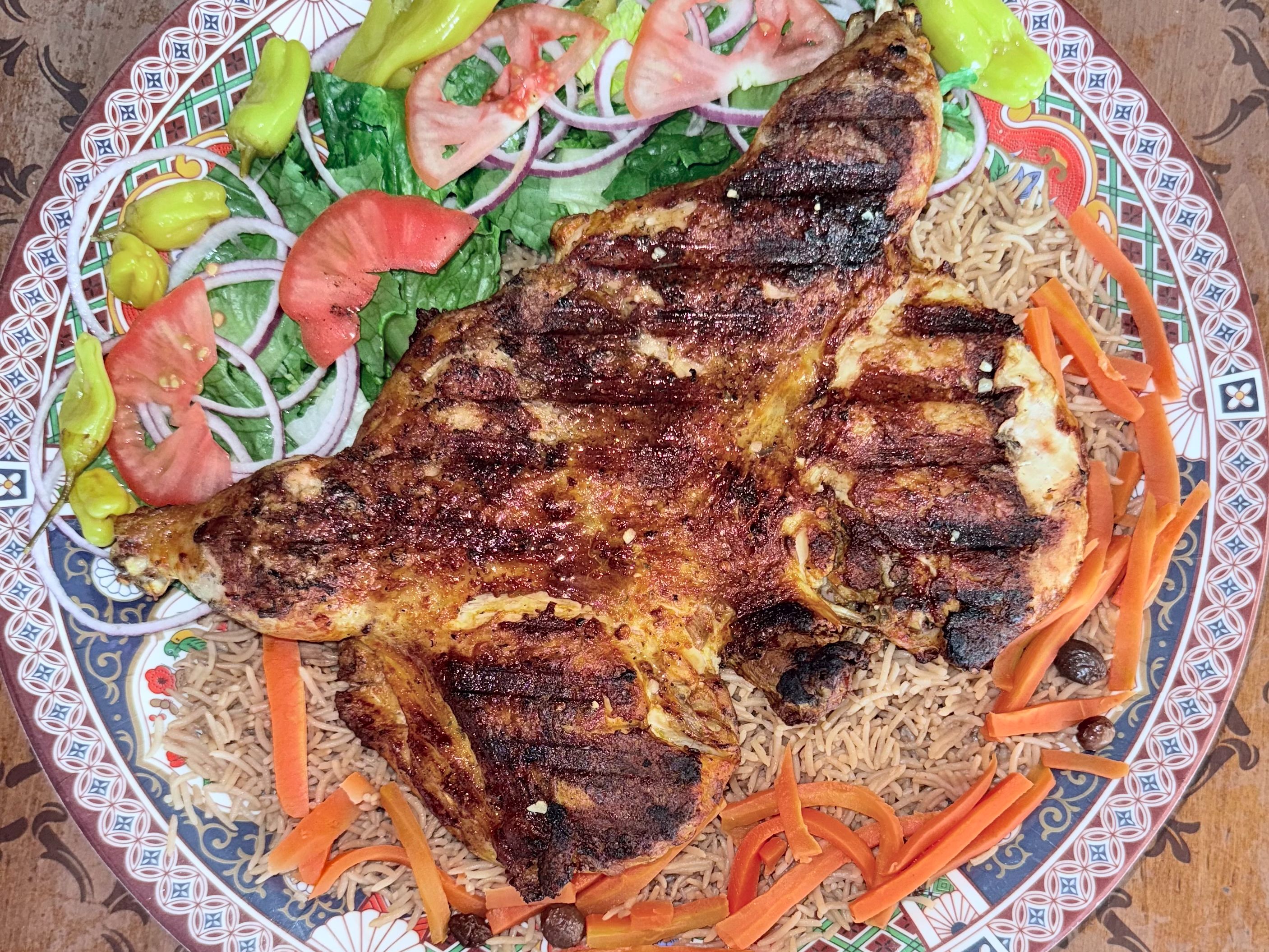 Whole Grilled Chicken Over Rice+fries