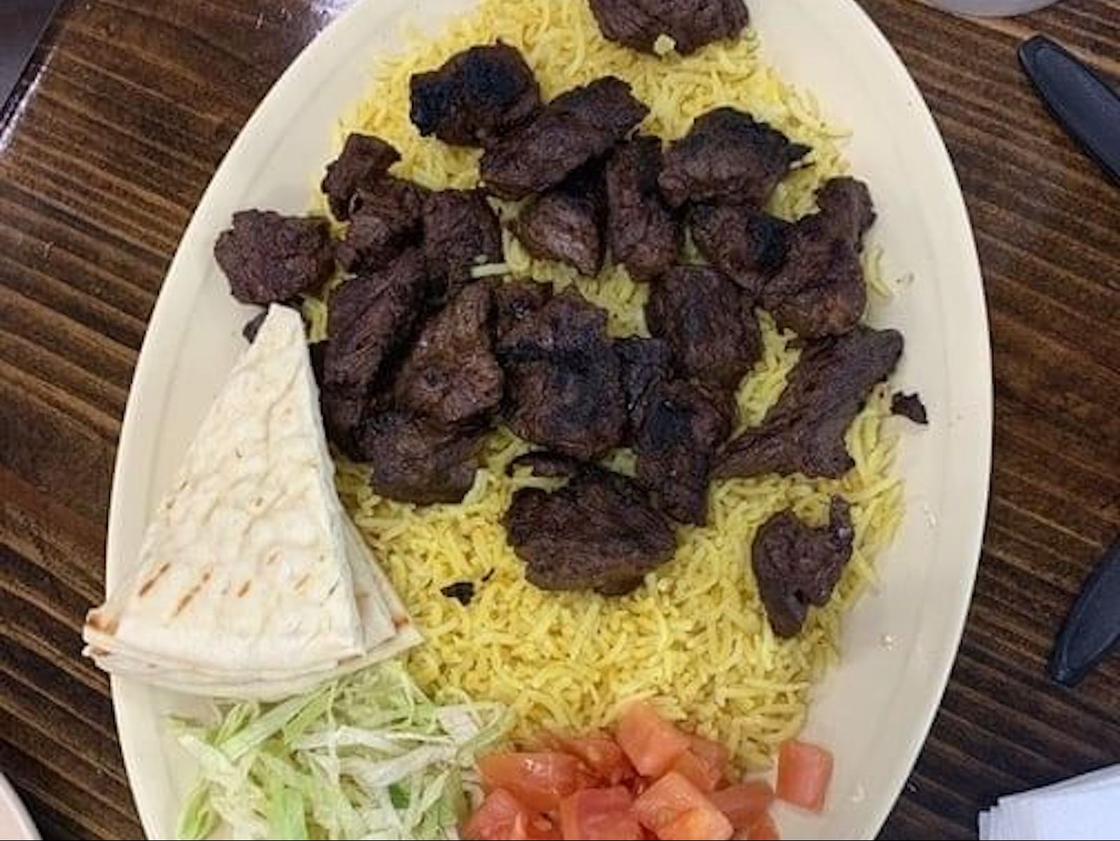 Lamb Kabab over Rice.