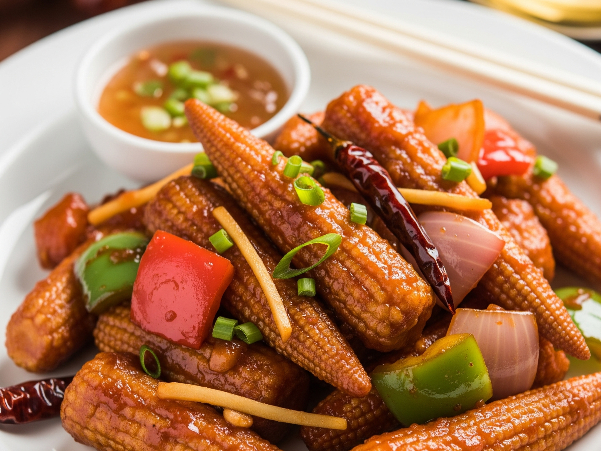 Baby Corn Manchurian.