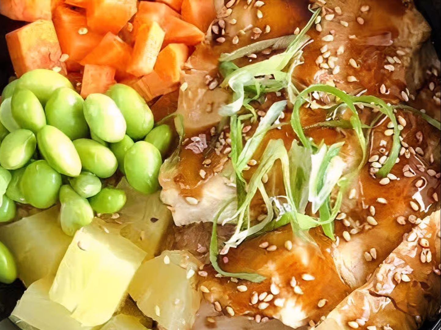 Chicken Teriyaki Over Fried Rice.