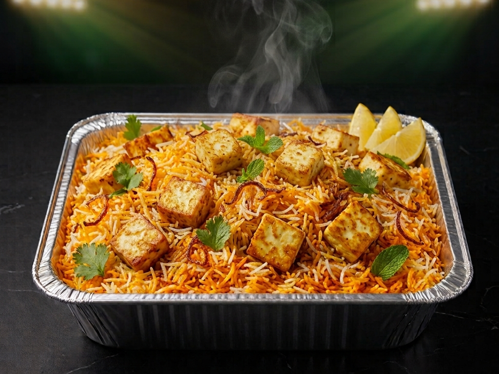 Med 1/2 Tray Paneer Biryani.