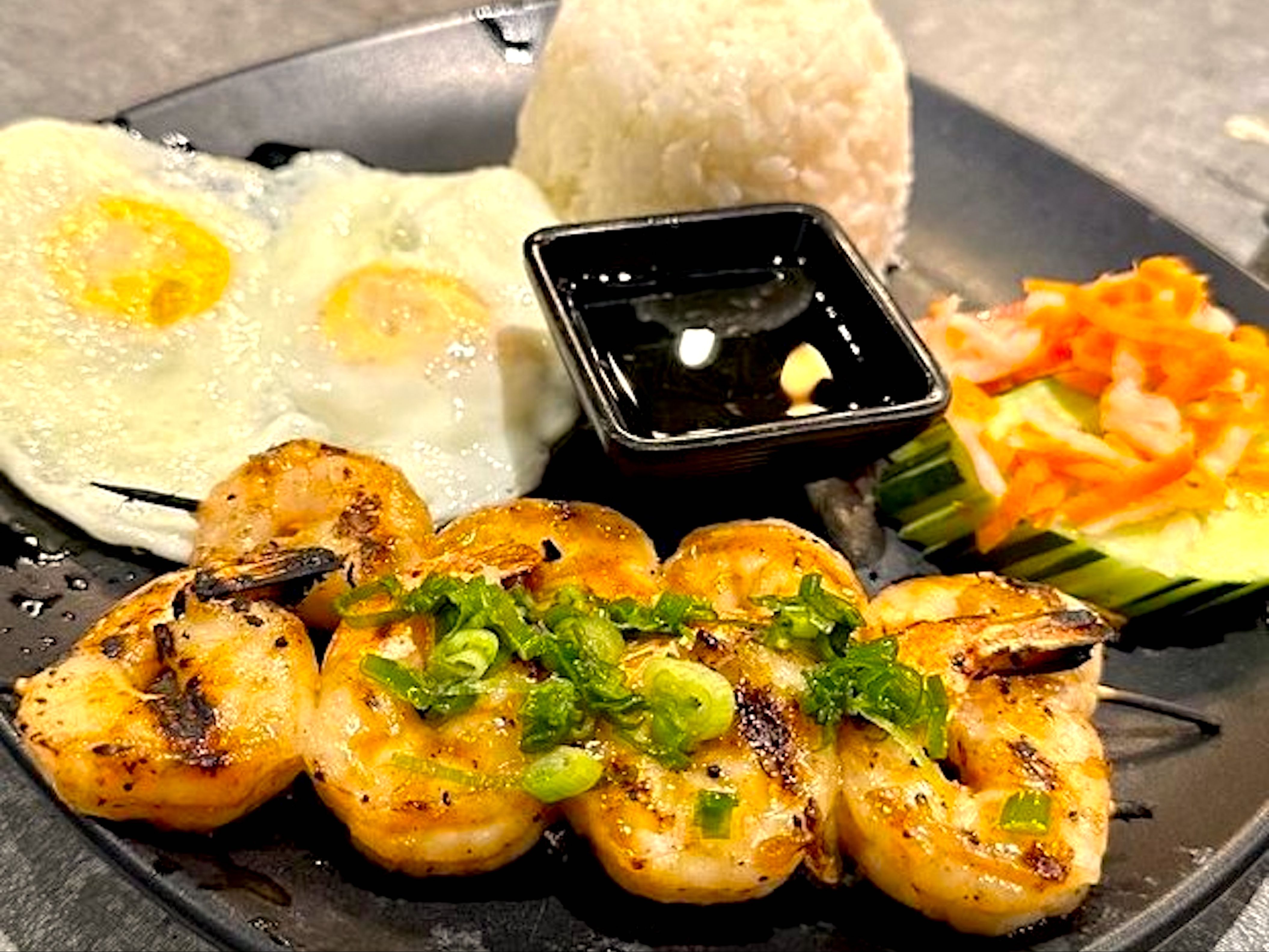 Grilled Shrimp Rice Eggs.